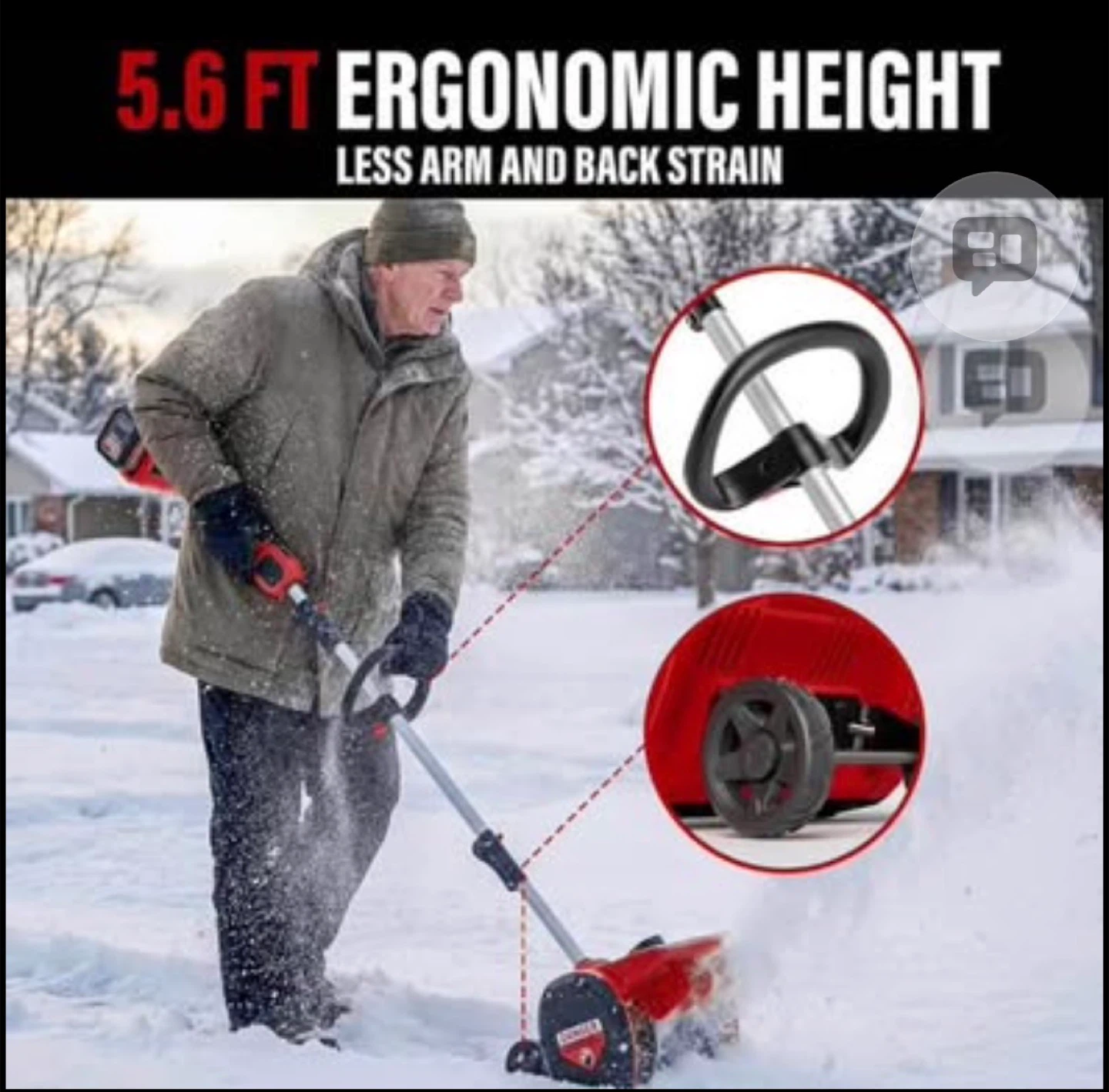 Mellif 12-inch Snow Shovel With Wheel - photo 5
