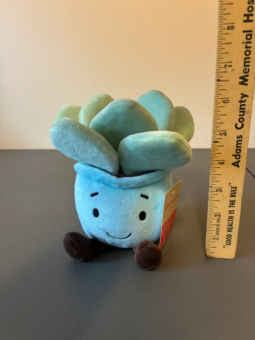 Joyward Plush Succulent Plant Dan Dee 6” Blue Pot 2026 NWT 3+ - photo 2