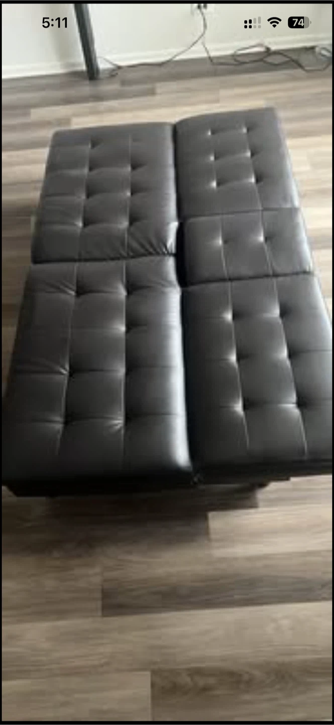 Black Faux Leather Futon Sofa Bed - photo 3