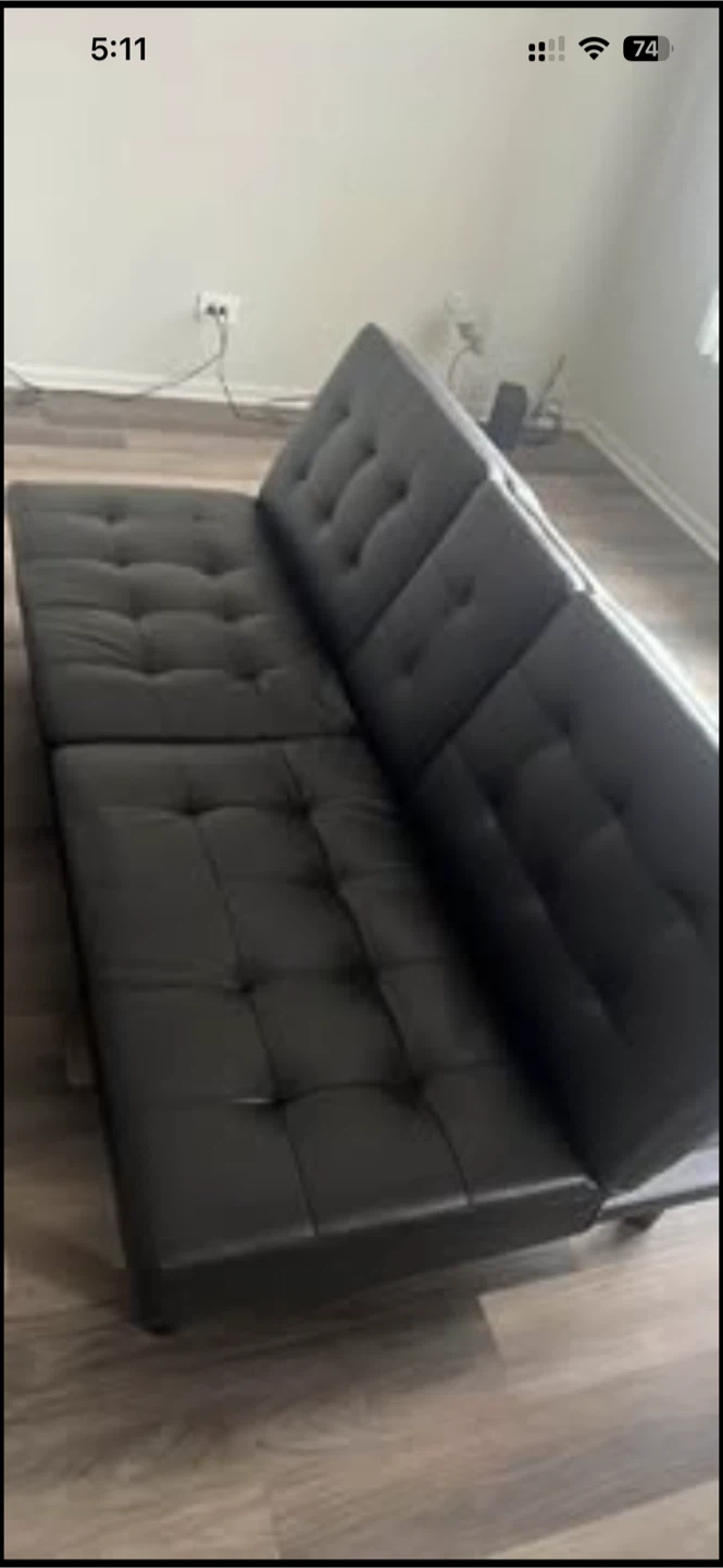 Black Faux Leather Futon Sofa Bed