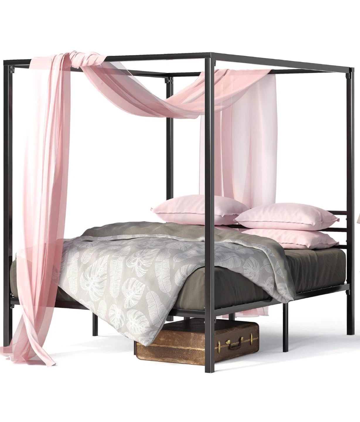 Zinus Black Metal Canopy Bed Frame