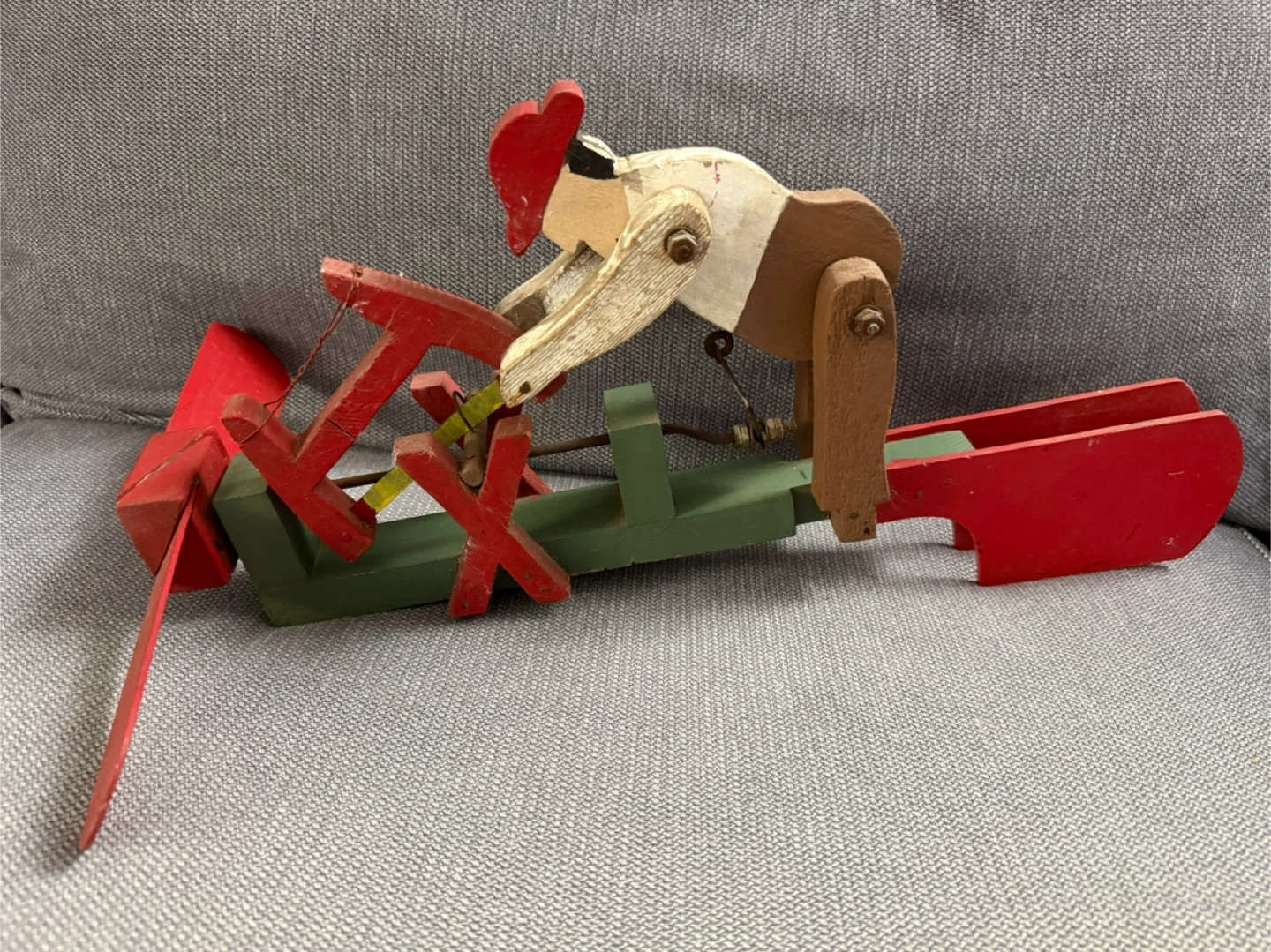 Vintage Folk Art Wooden Whirligig Mechanical Wind Toy