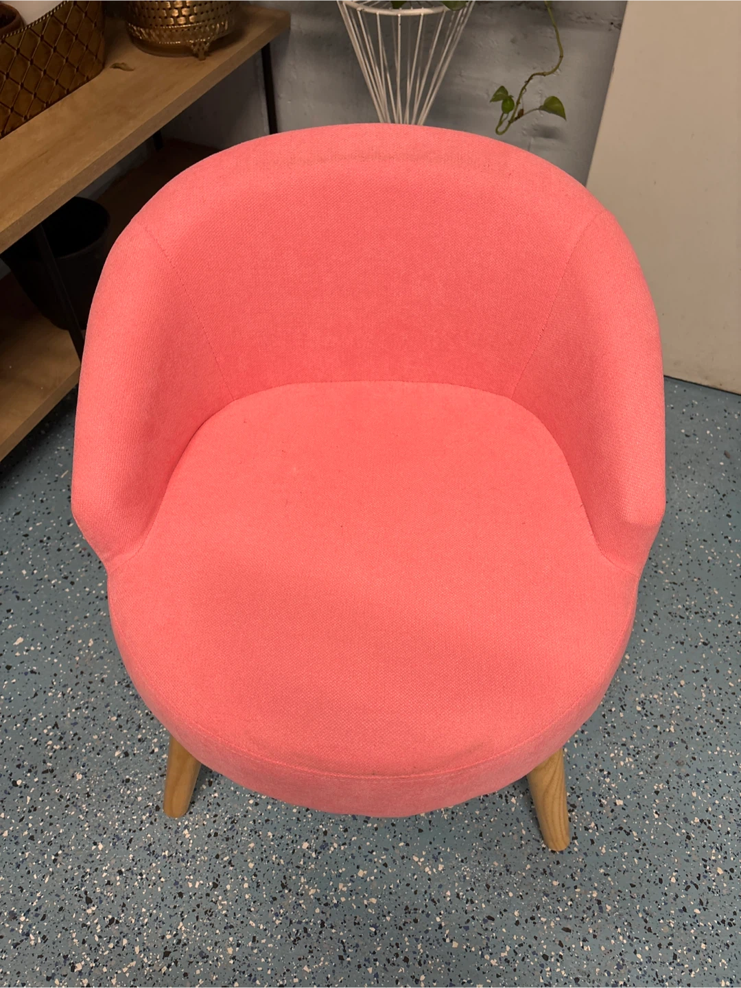 Pink Accent Chair with Wooden Legs