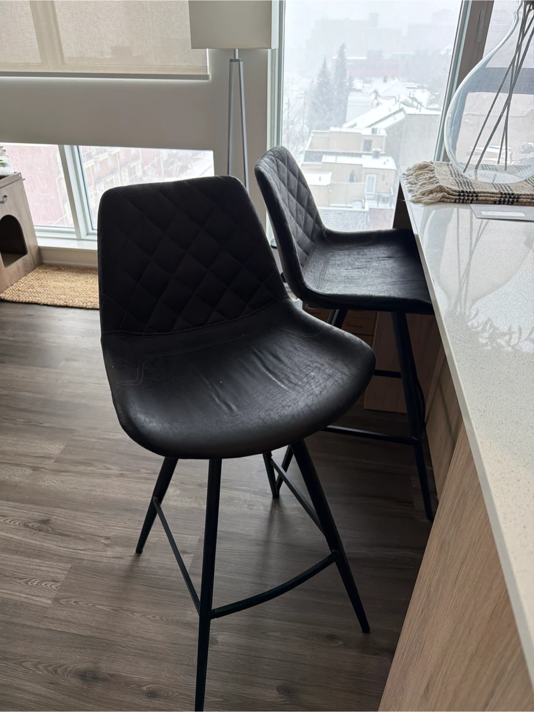 Set of 2 Black Bar Stools