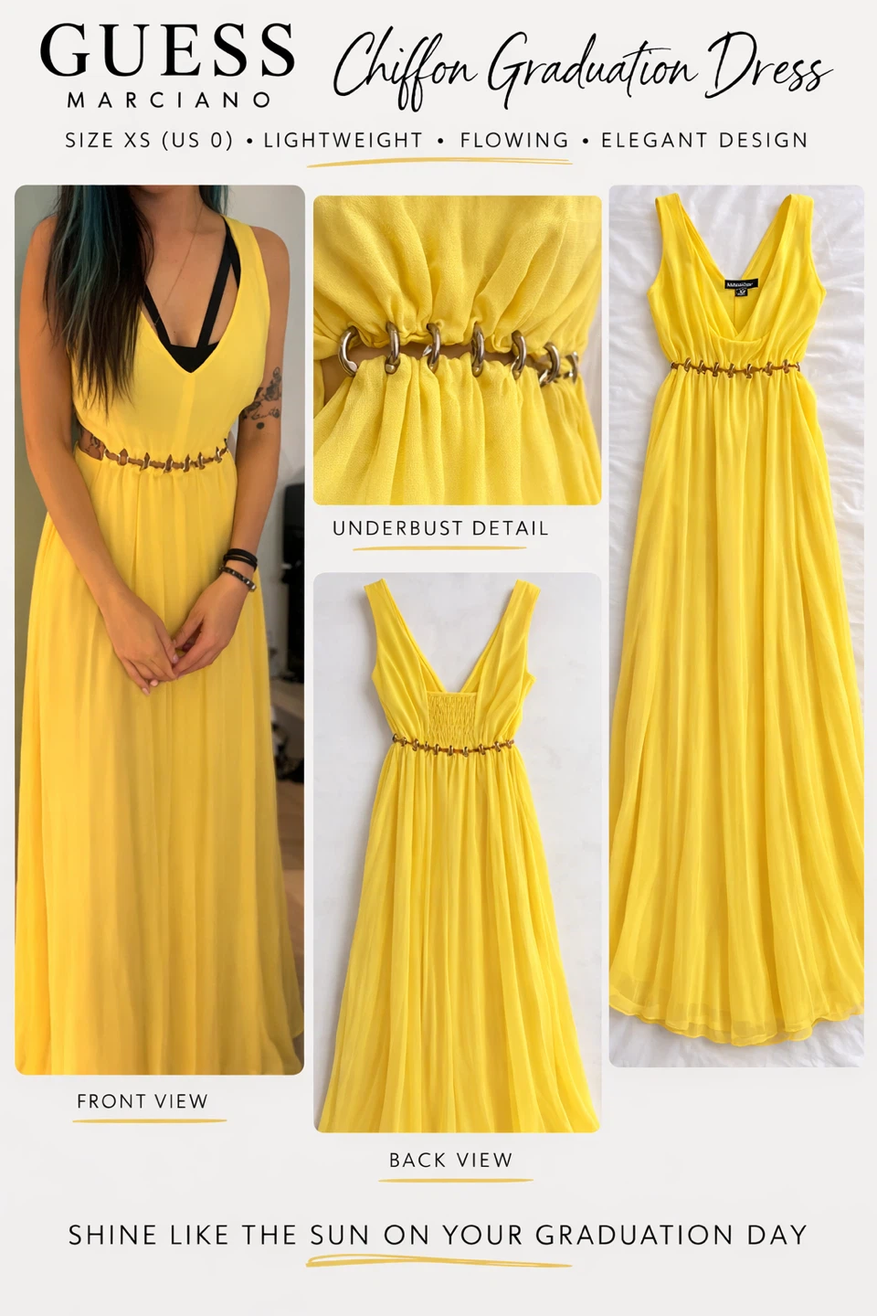 Graduation Dress – Yellow Chiffon Maxi Dress | GUESS Marciano - photo 2