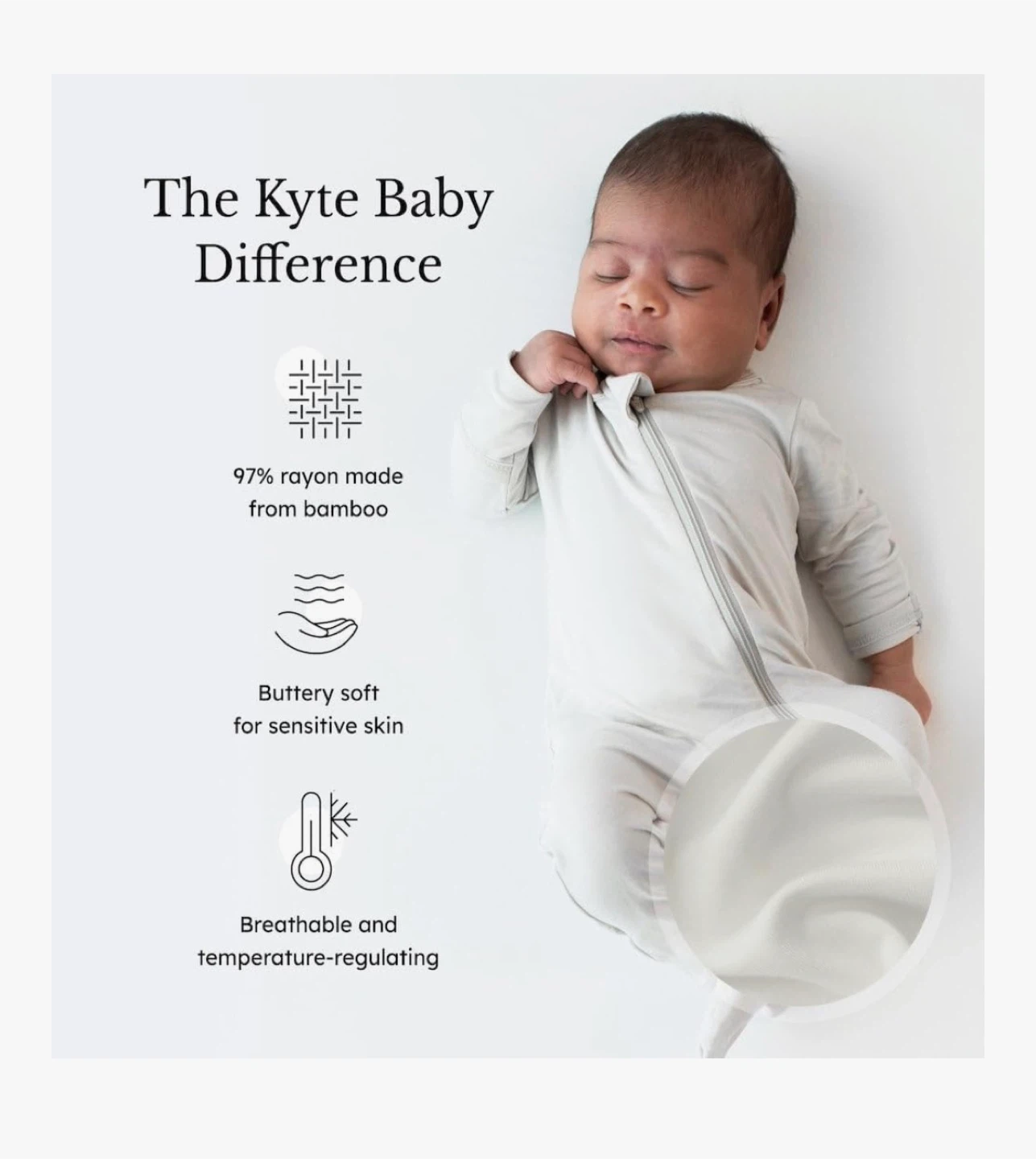 Kyte baby footie (0-3M and 3-6M) / romper (6-12M) - Oat - photo 2