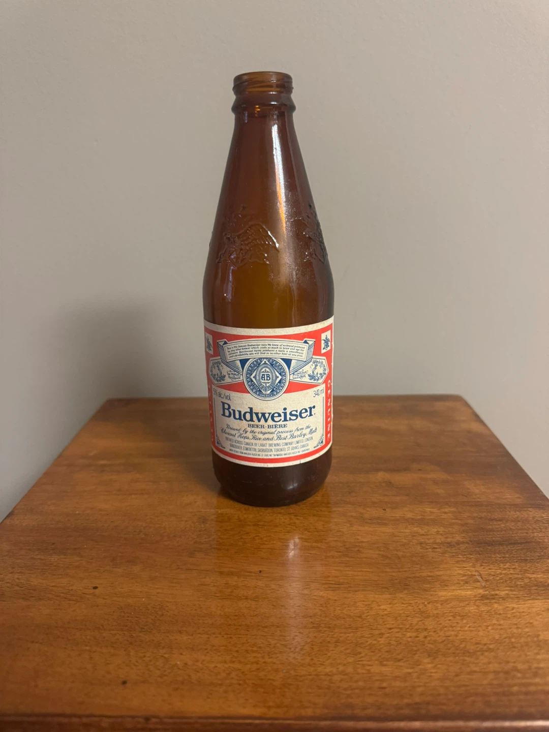 Early 80s Stubby Budweiser Beer Bottle
