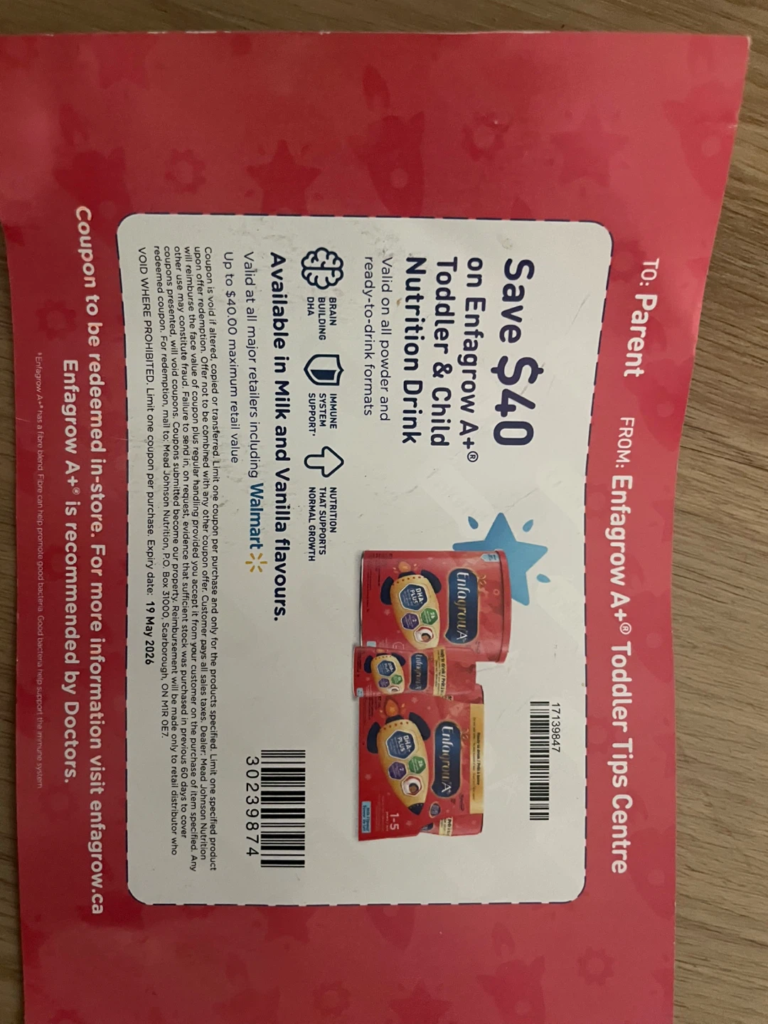 Save $40 on Enfagrow A+ Toddler & Child Nutrition Drink Coupon