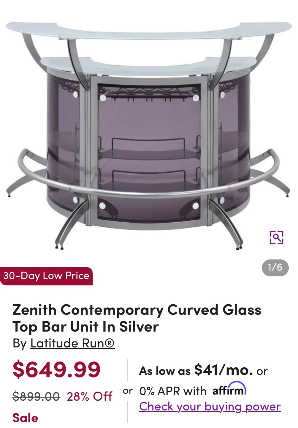 Modern Curved Glass Home Bar + 2 IKEA Adjustable Stool - photo 4