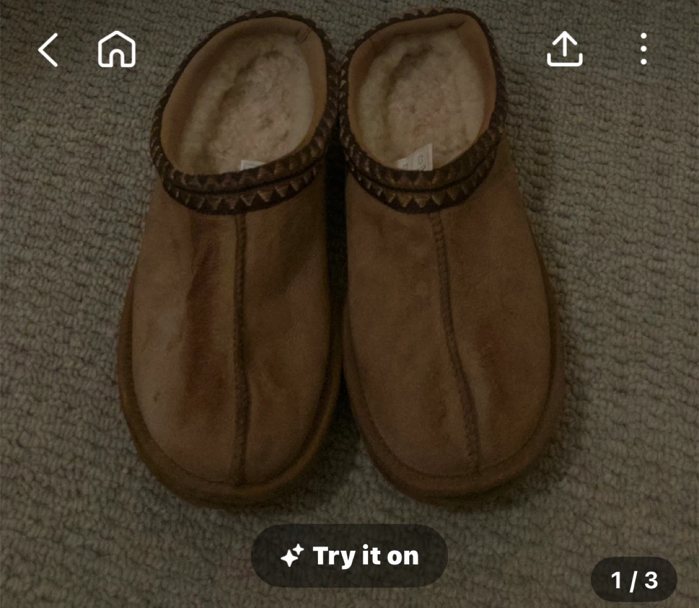 Brown Suede Slippers with Fleece Lining