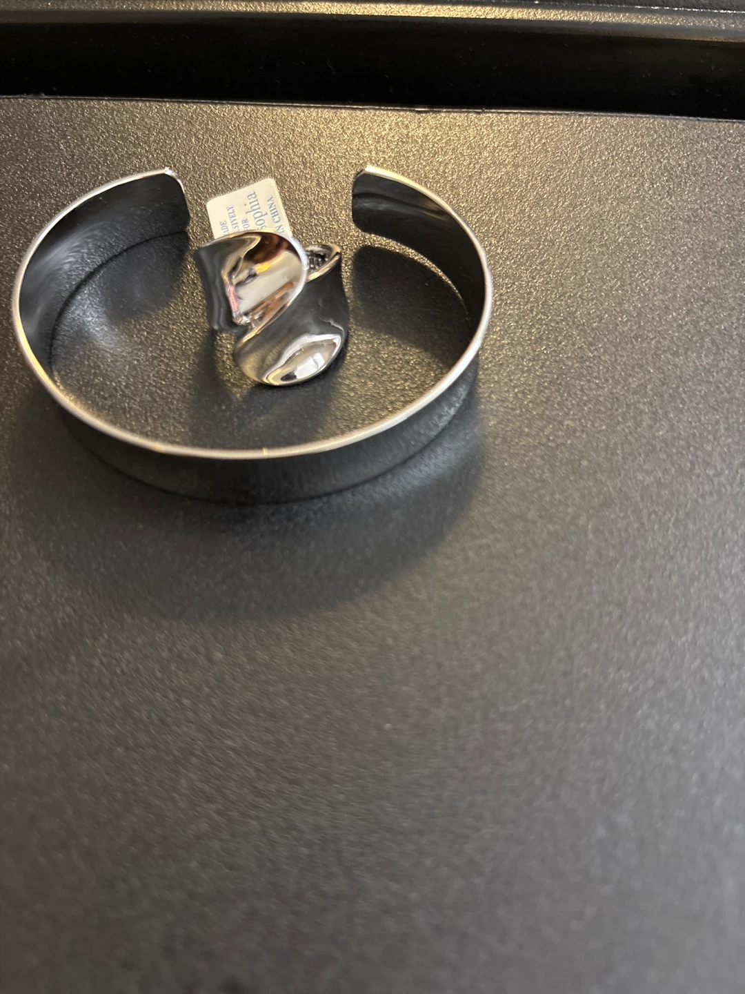 Lia Sophia Silver-Tone Cuff Bracelet and Ring Set