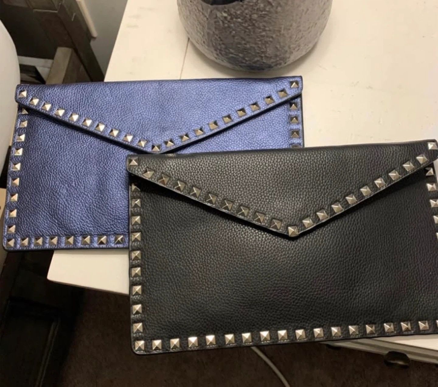 Clutches: Studded Blue, Black Envelope, and Geometric Black - photo 2