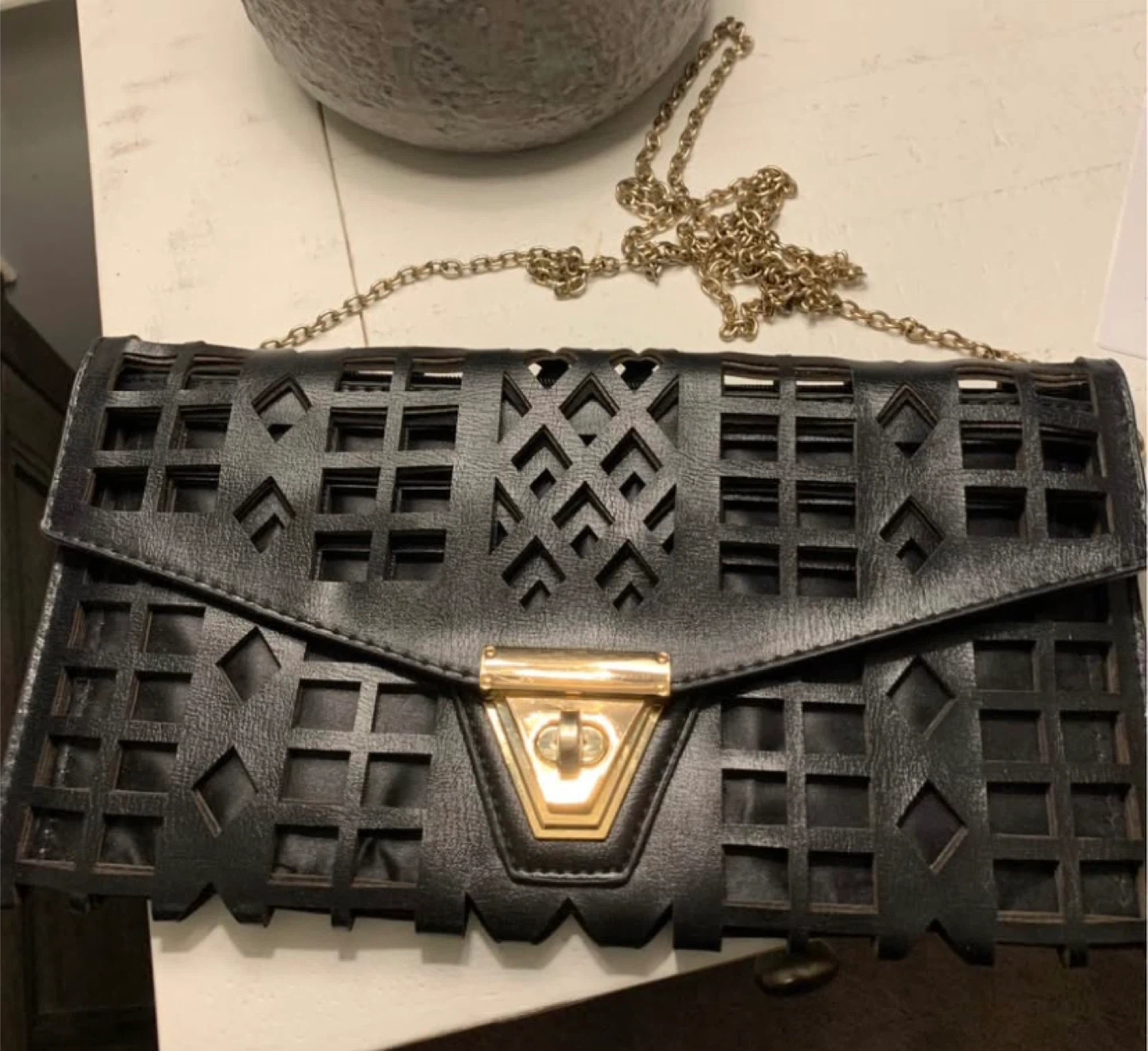 Clutches: Studded Blue, Black Envelope, and Geometric Black