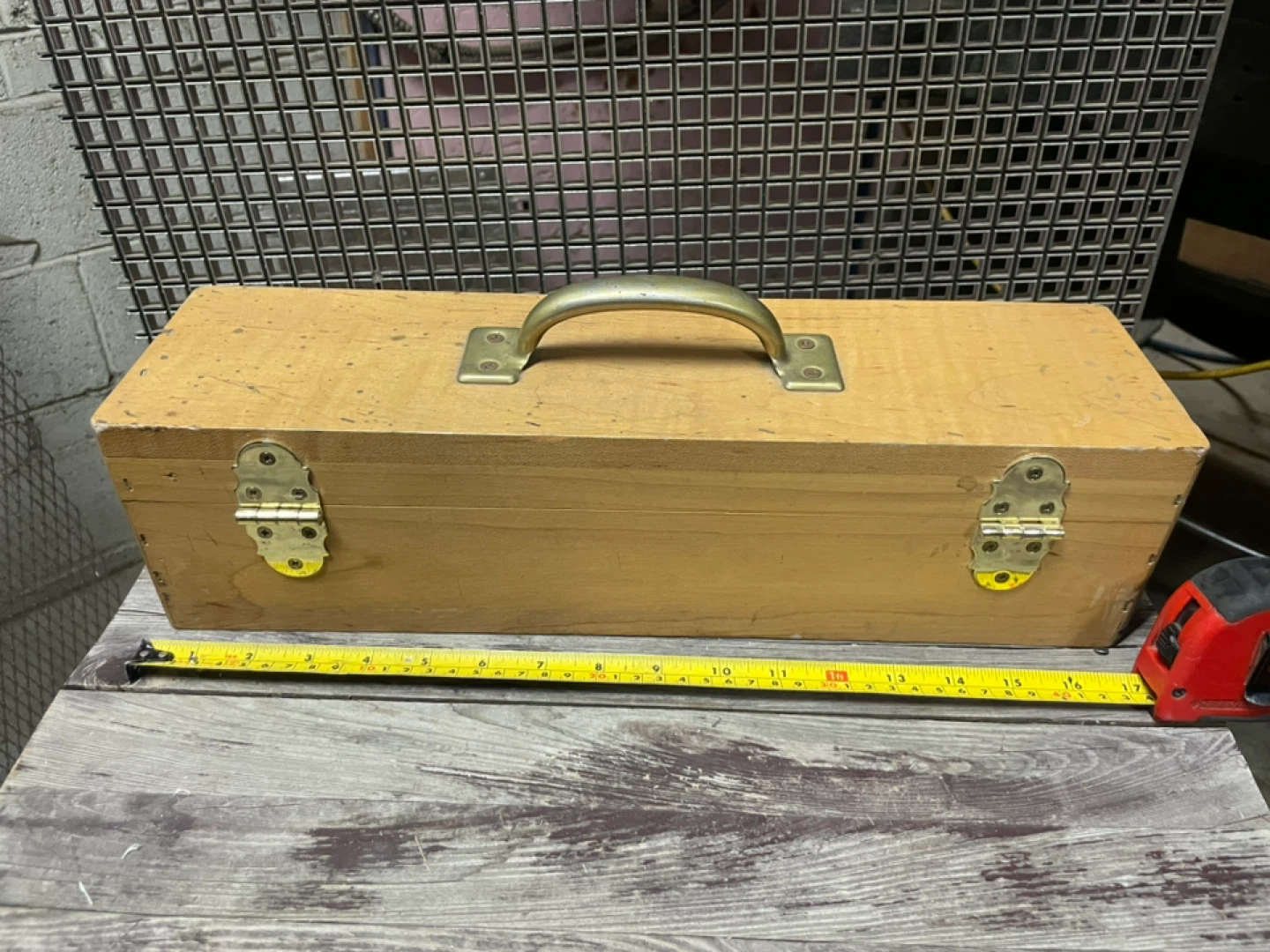 vintage wooden storage box, possibly used as a toolbox - photo 2