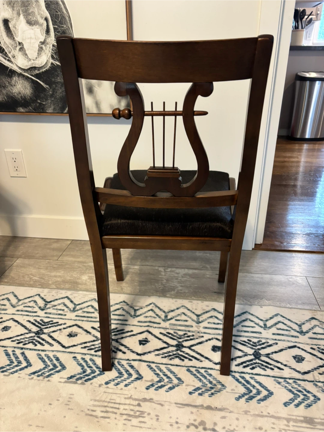 Antique Wooden Accent Chair with Lyre Back - photo 3