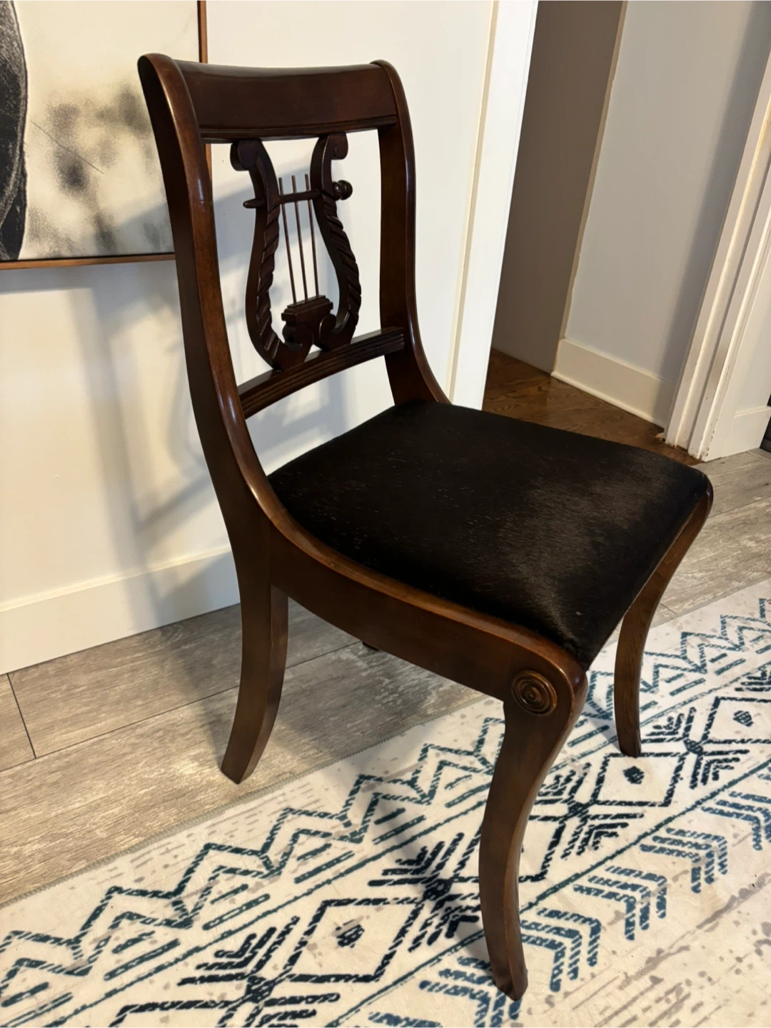 Antique Wooden Accent Chair with Lyre Back - photo 4