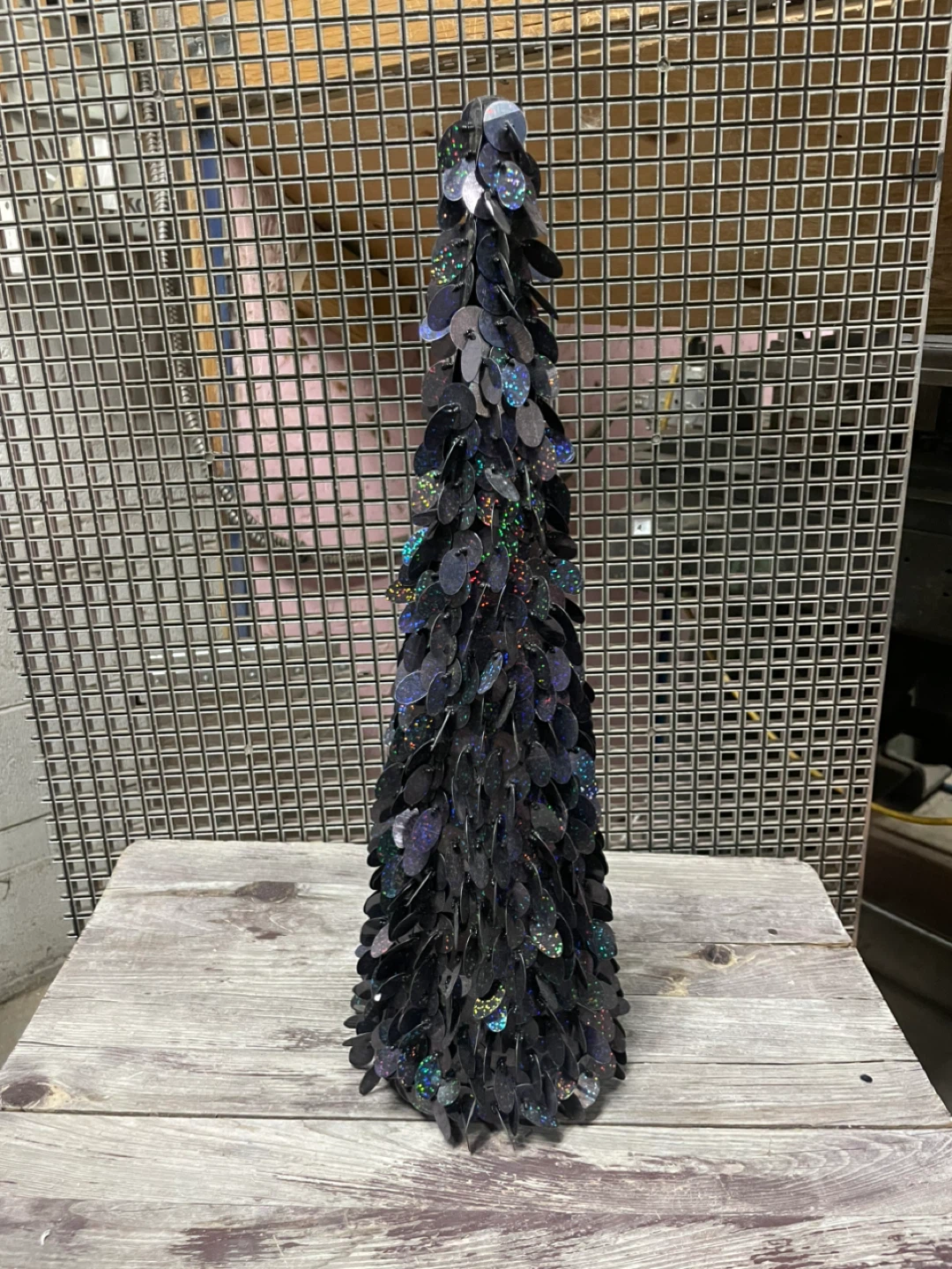 Black Sequin Cone Tree Decoration