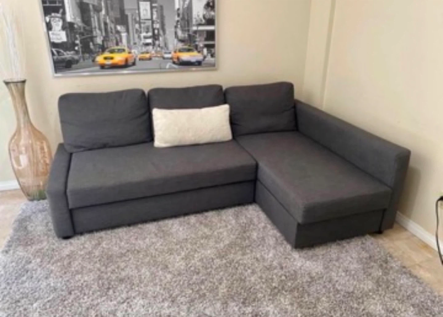 Delivery Available-Grey Sectional Sofa with Storage