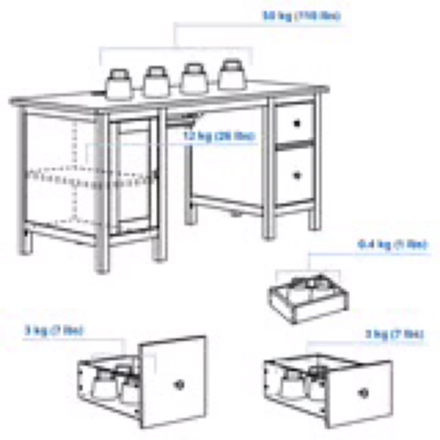 IKEA HEMNES Desk with 2 Drawers and Cabinet - photo 3