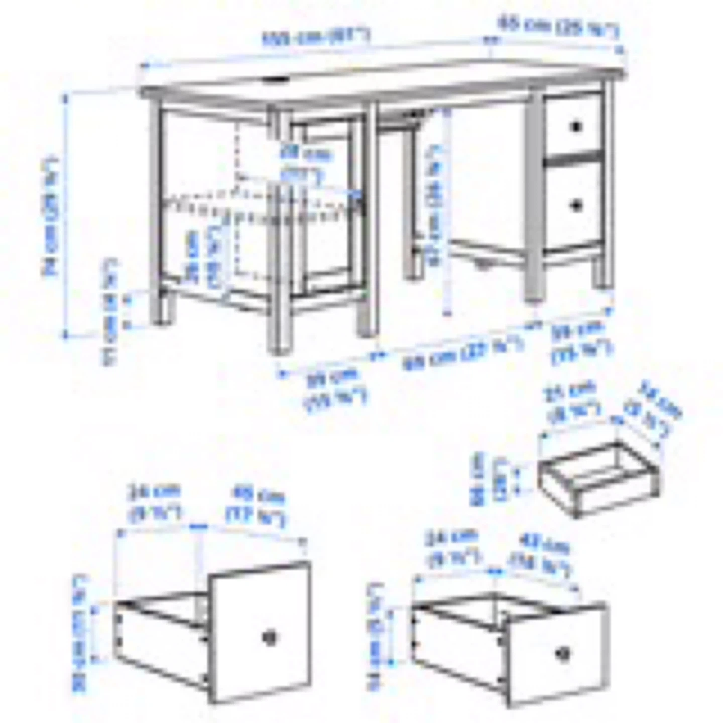 IKEA HEMNES Desk with 2 Drawers and Cabinet - photo 2