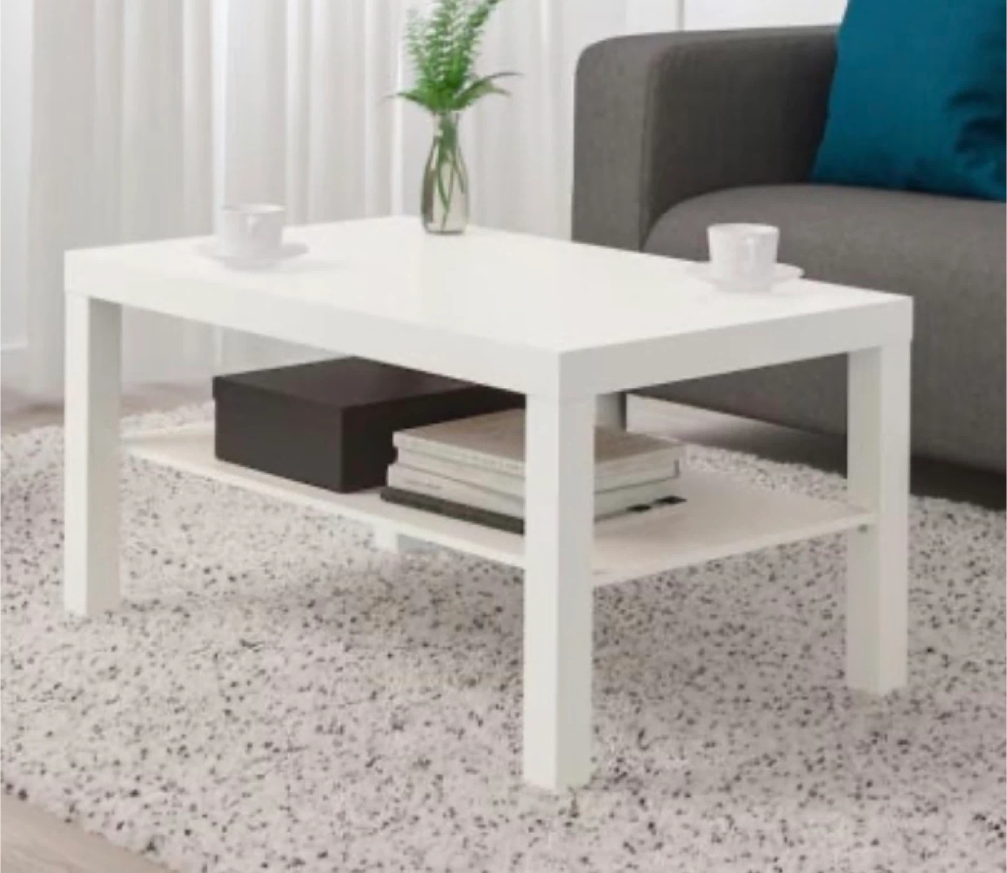 IKEA White Coffee Table with Shelf - photo 2