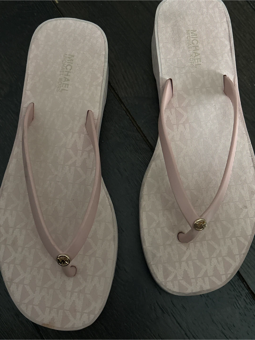 Michael Kors Pink Logo Flip Flops