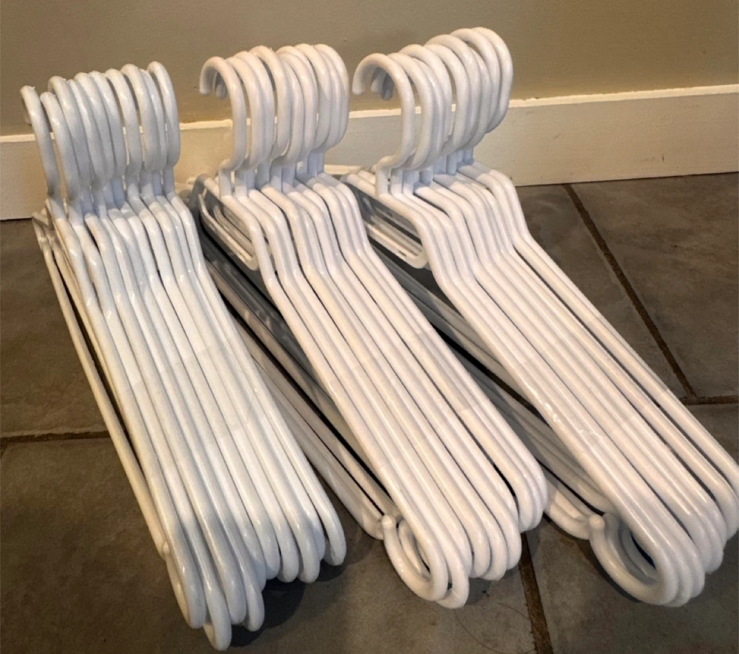 FREE!!! Set of 30 White Clothes Hangers & 2 Storage Bins