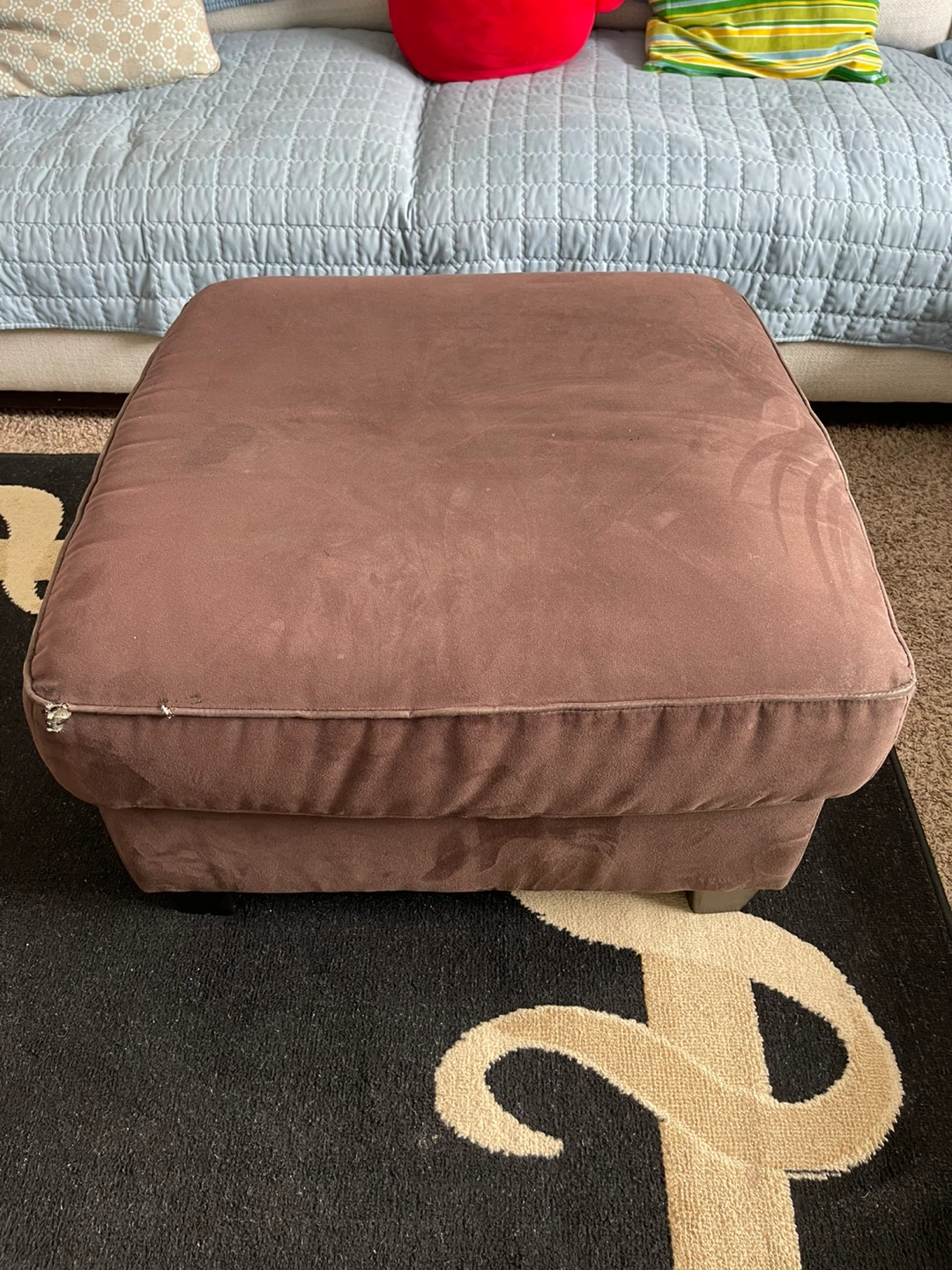 Brown Fabric Ottoman Footrest