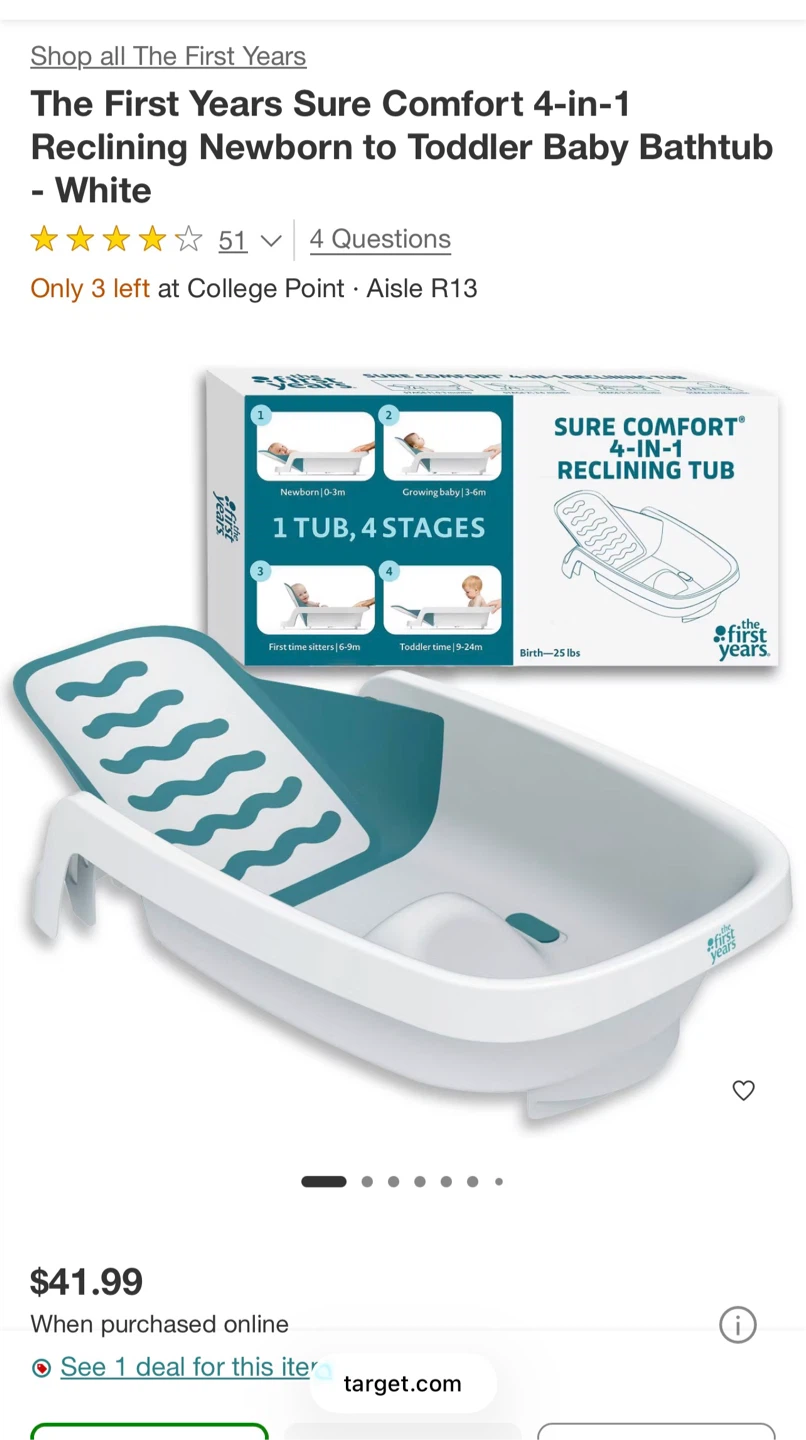 The First Years Sure 4-1 Baby Bathtub - White