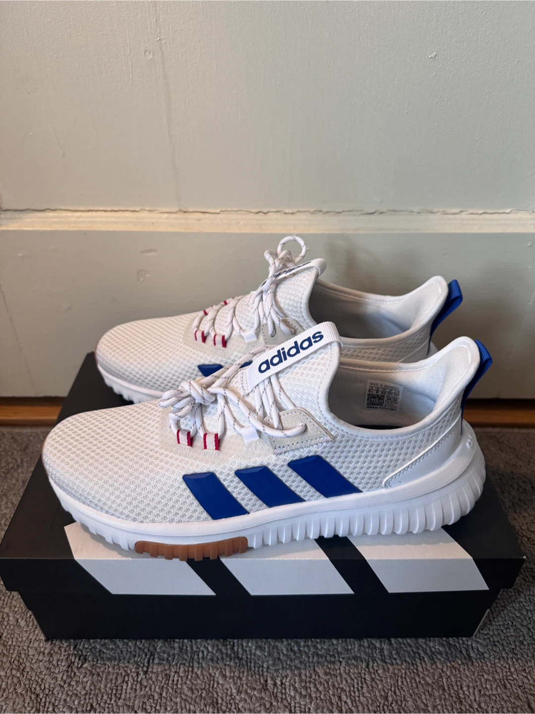 Adidas Cloudfoam Athletic Shoes White Blue