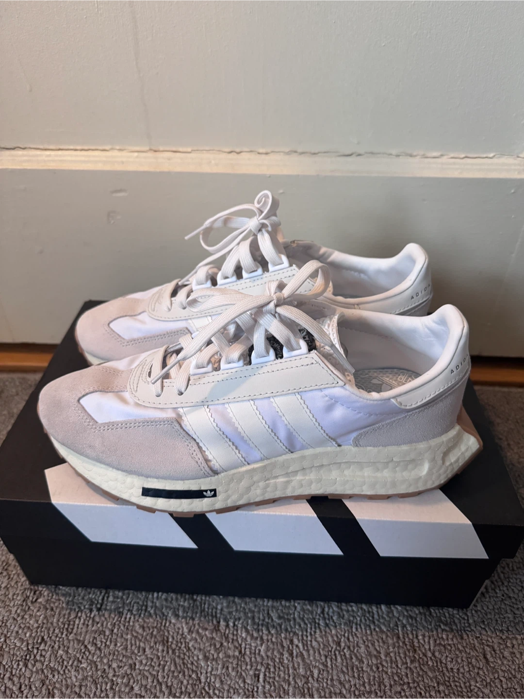 Adidas Originals White Suede & Nylon Running Shoes