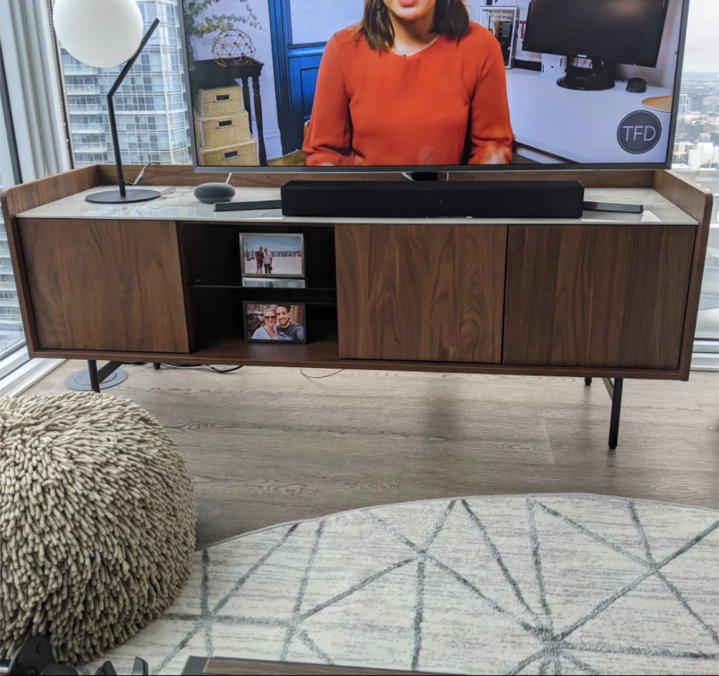 Structube Walnut & Marble TV Stand Media Unit - photo 2