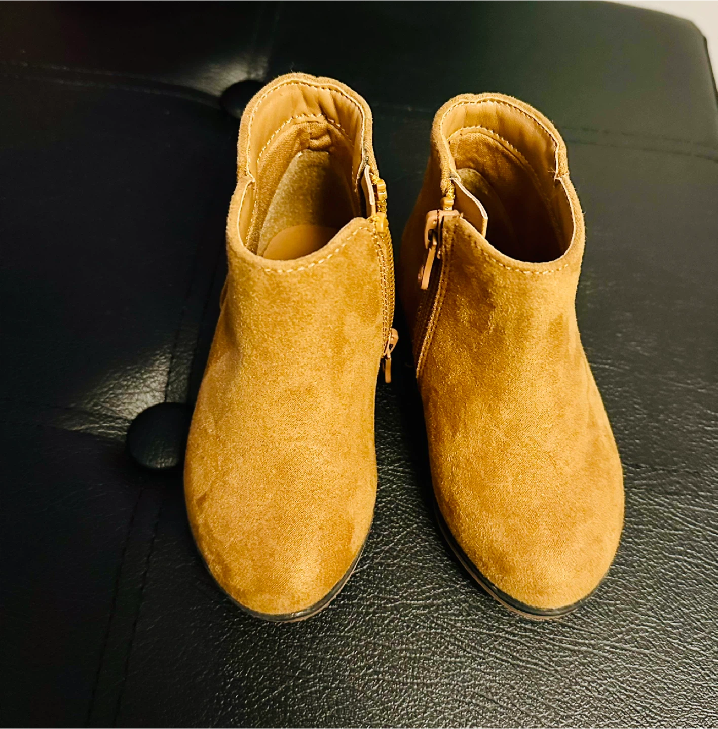 Toddler Tan Suede Ankle Boots with Zipper Size 5