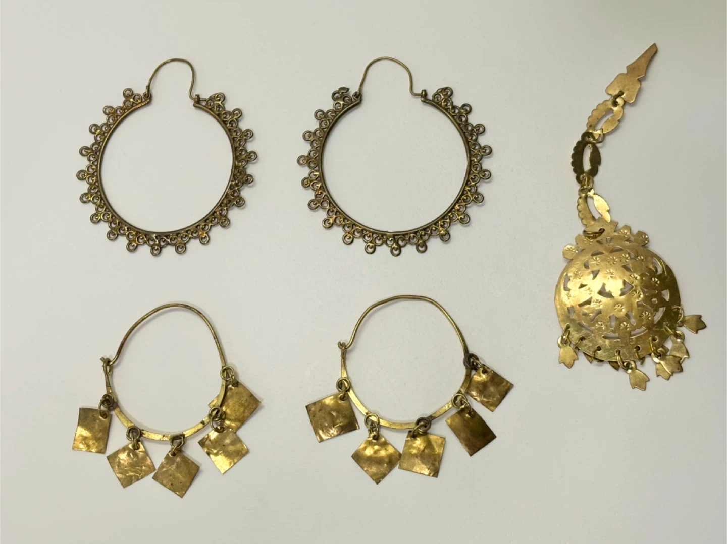 Ethnic Brass Earrings bundle , Indian Tribal Style Jewelry