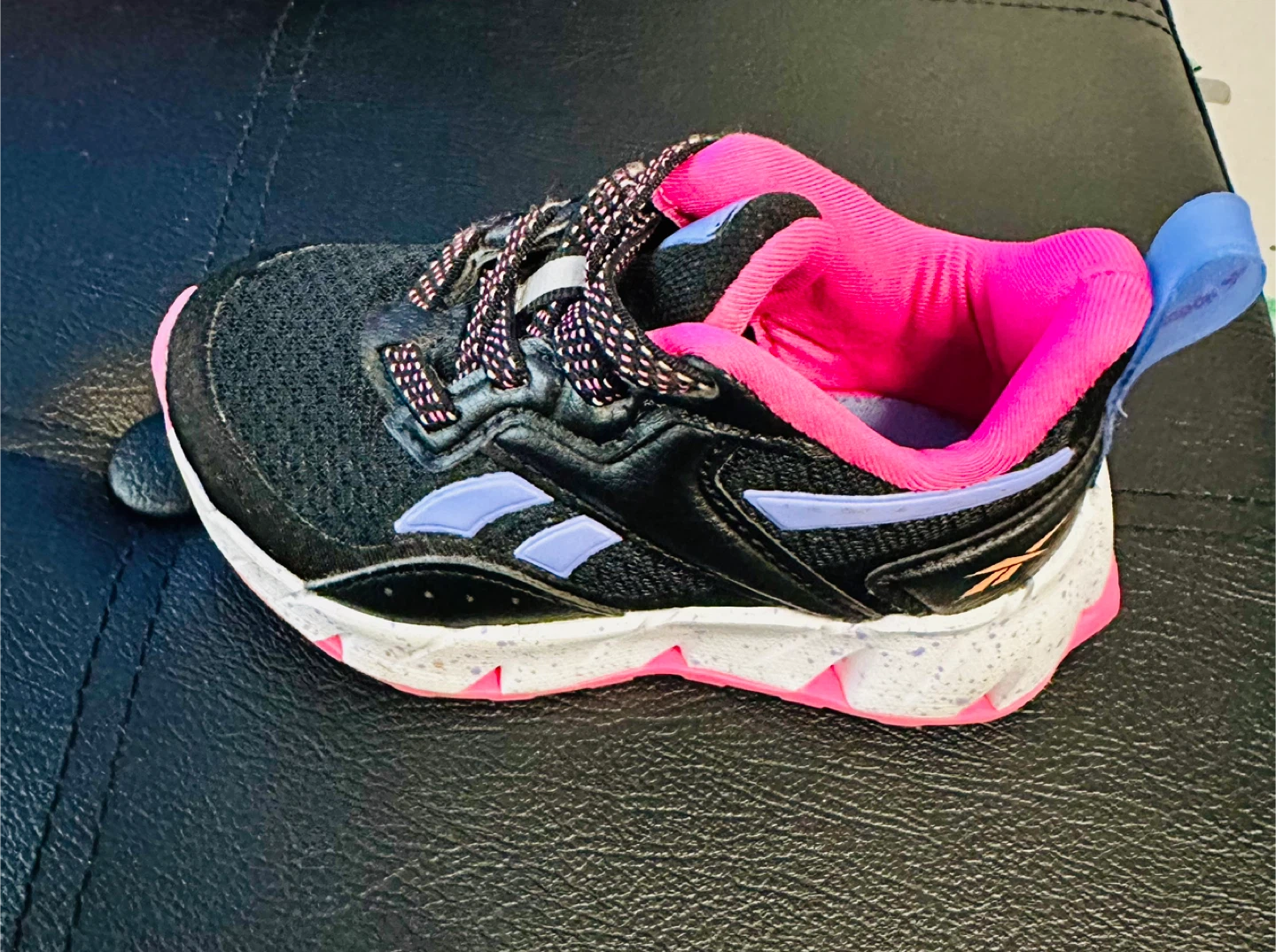 Size 5 Reebok Kids Sneakers - Black, Pink, and Blue - photo 2