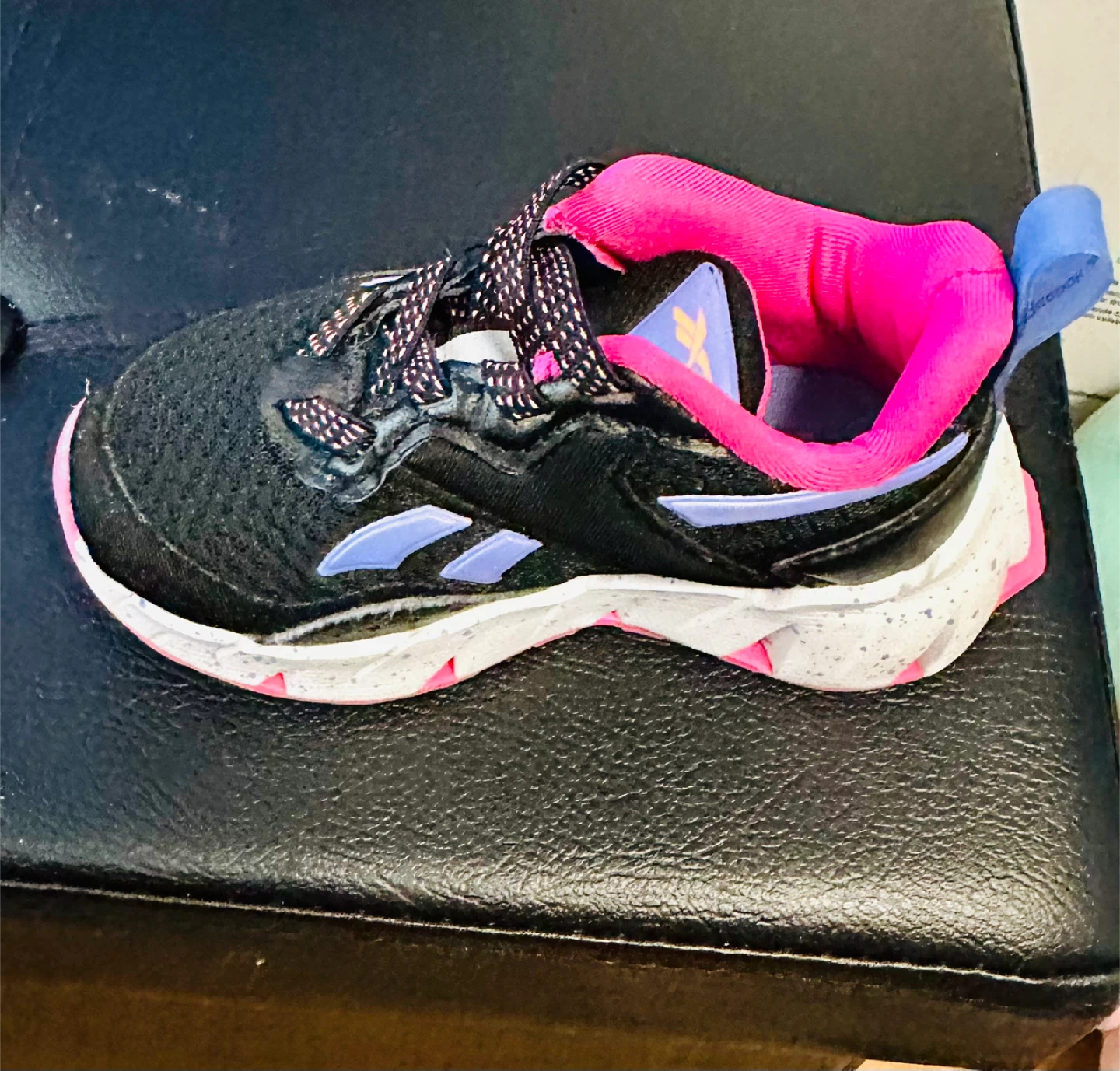 Size 5 Reebok Kids Sneakers - Black, Pink, and Blue - photo 4