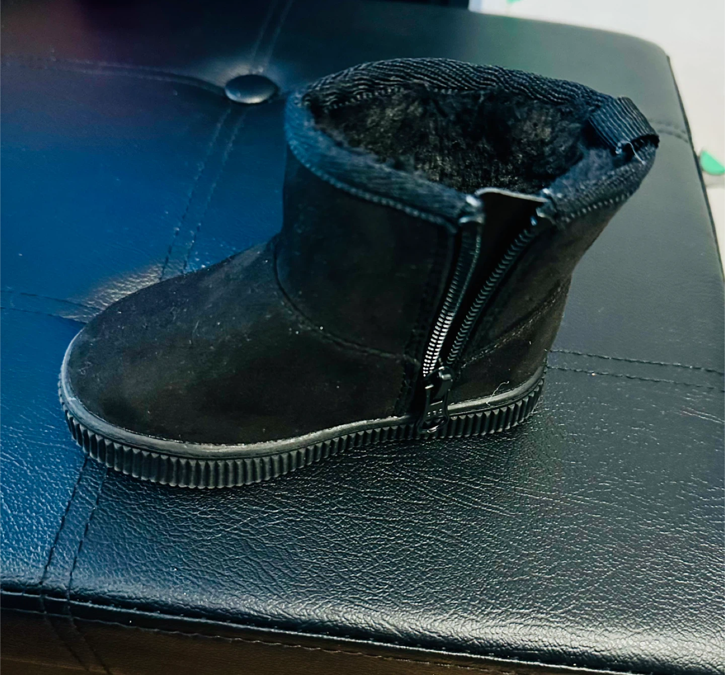 Size 5 Kids Black Winter Boots with Fur Lining