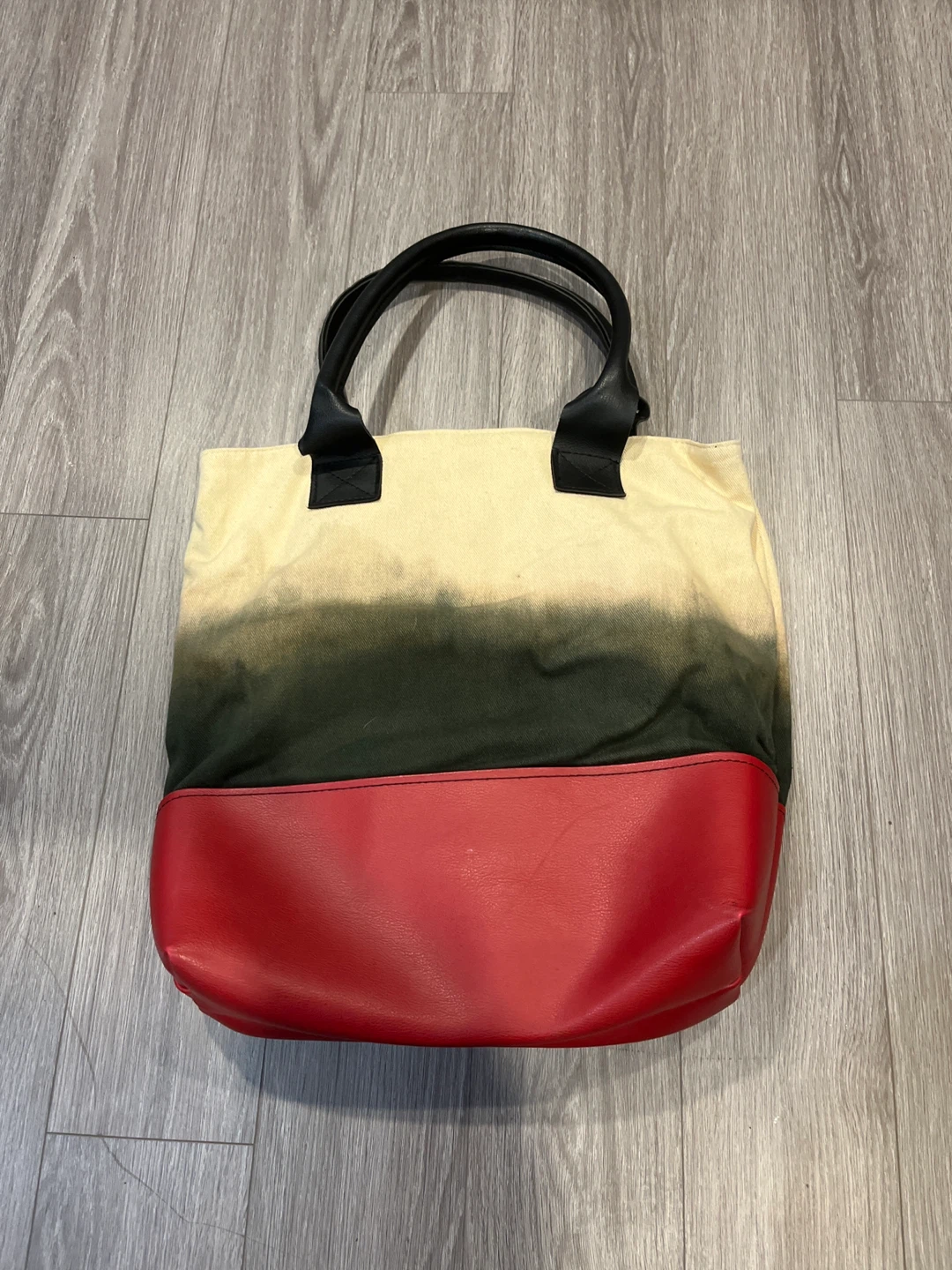 Canvas and leather tote bag