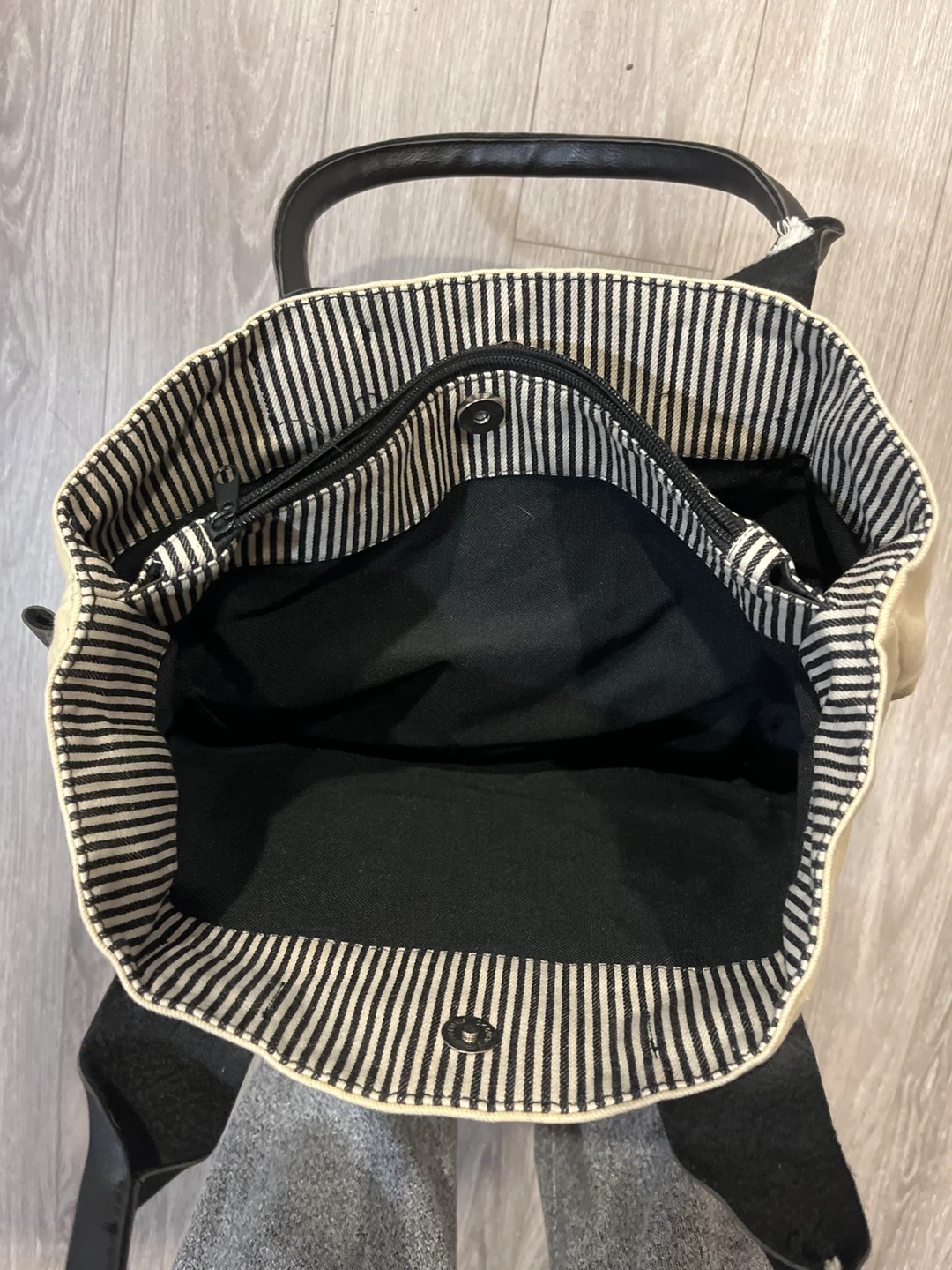 Canvas and leather tote bag - photo 2