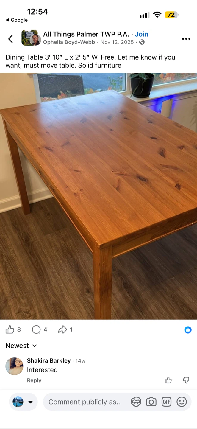 Dining Table 3' 10" L x 2' 5" W - Solid Wood