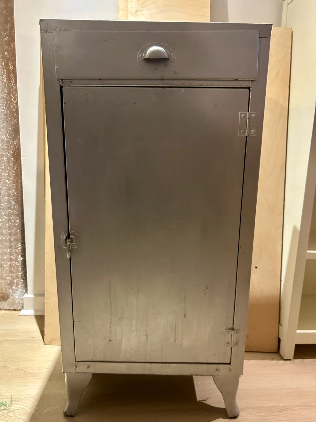 Vintage Metal Locker Cabinet with Drawer