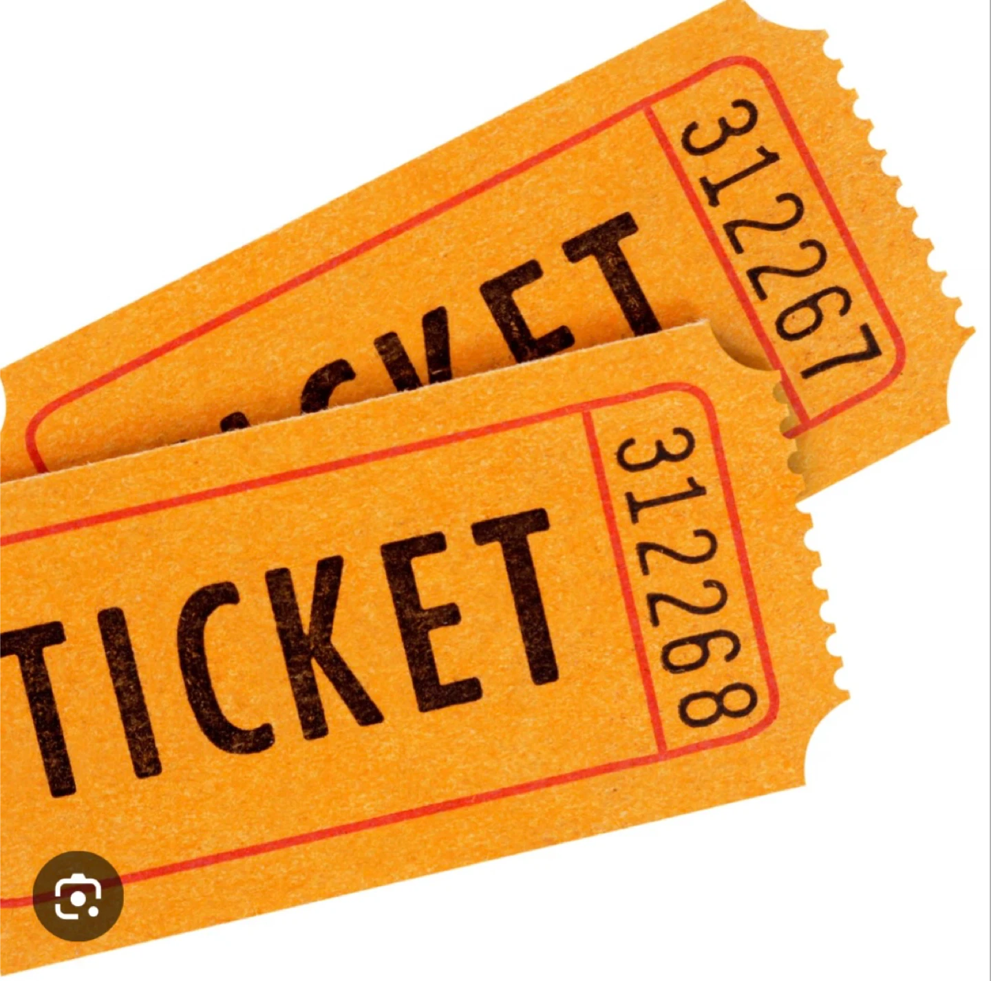 Two Orange Raffle Tickets