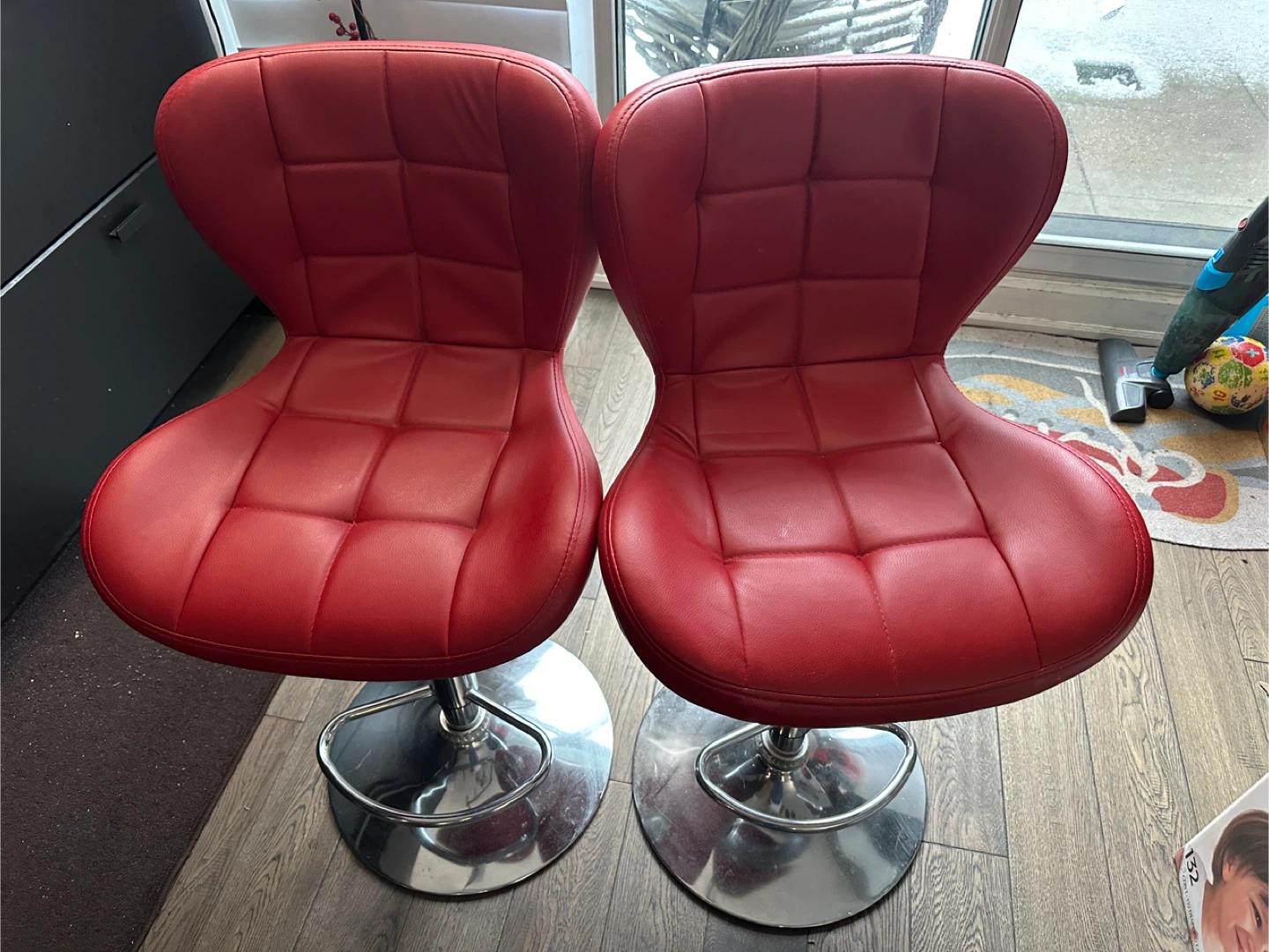 Red Bar Stools (Set of 2)