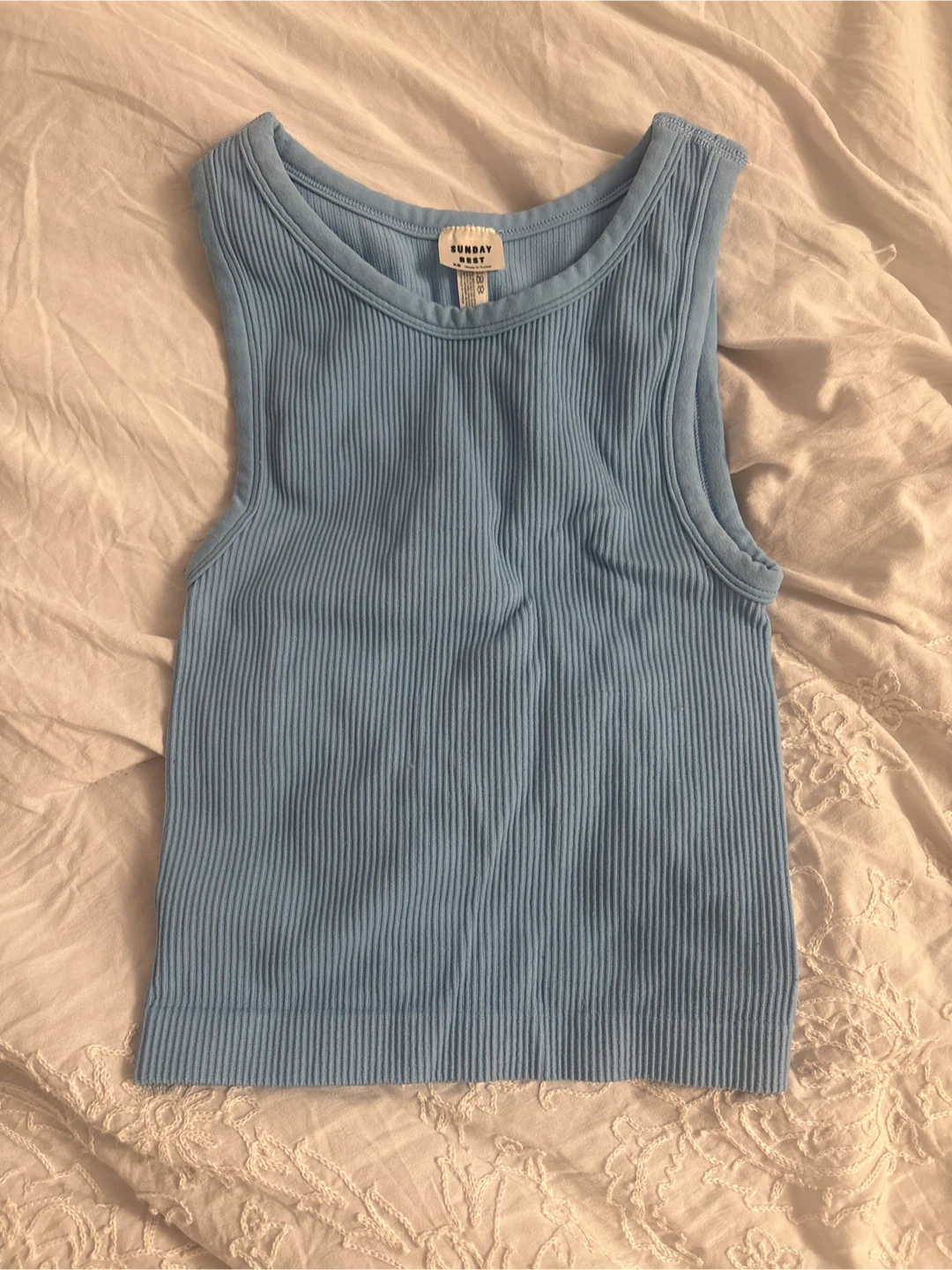 Sunday Best Blue Ribbed Tank Top Size xSmall