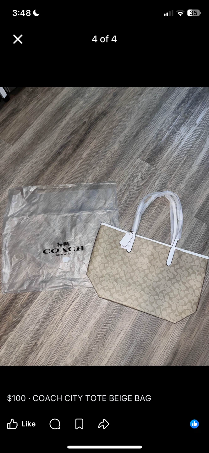 COACH City Tote Beige Bag