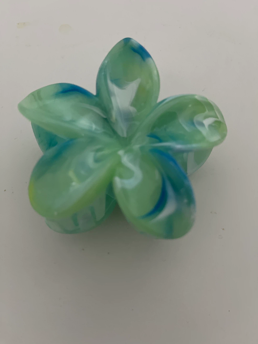 Flower Claw Clip - Green Swirl