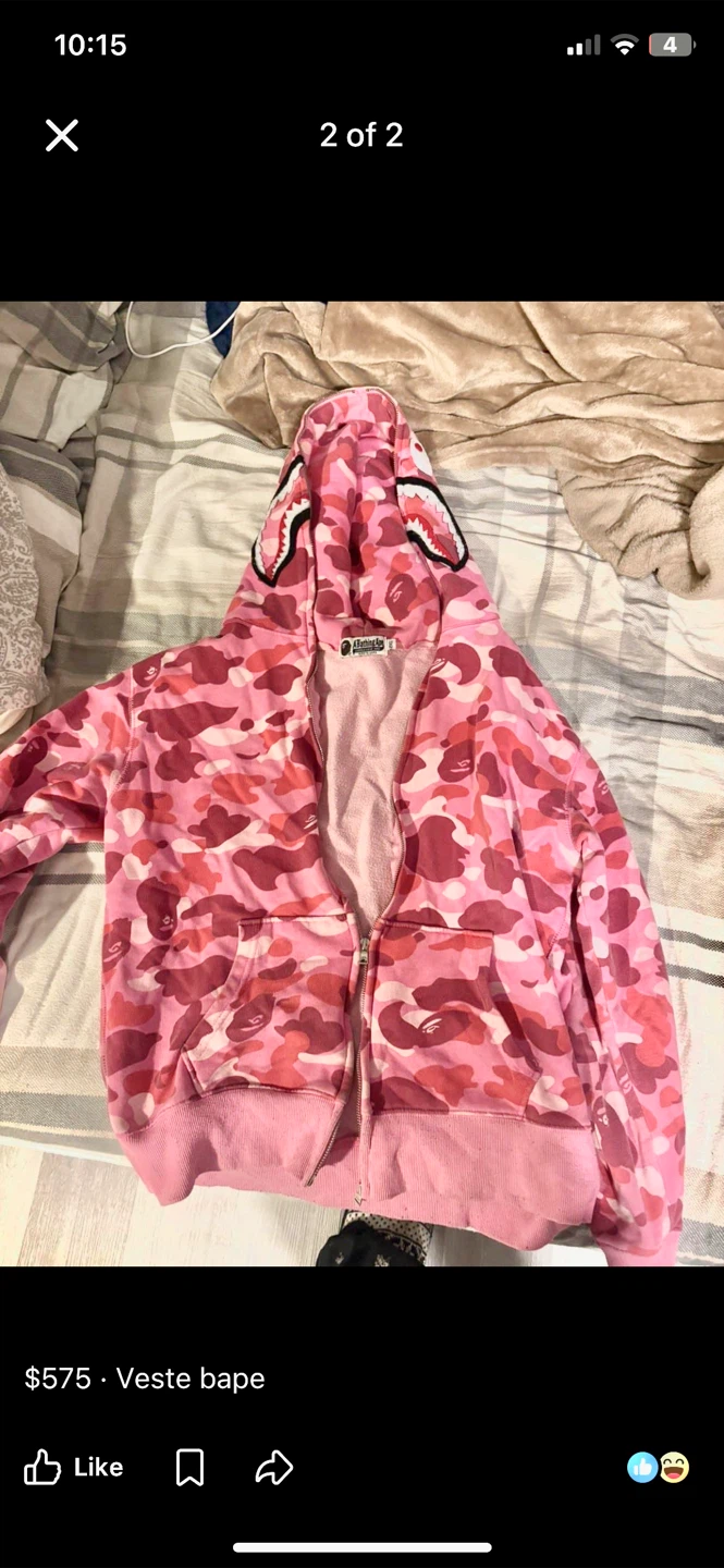 BAPE Pink Camo Shark Full Zip Hoodie - photo 2