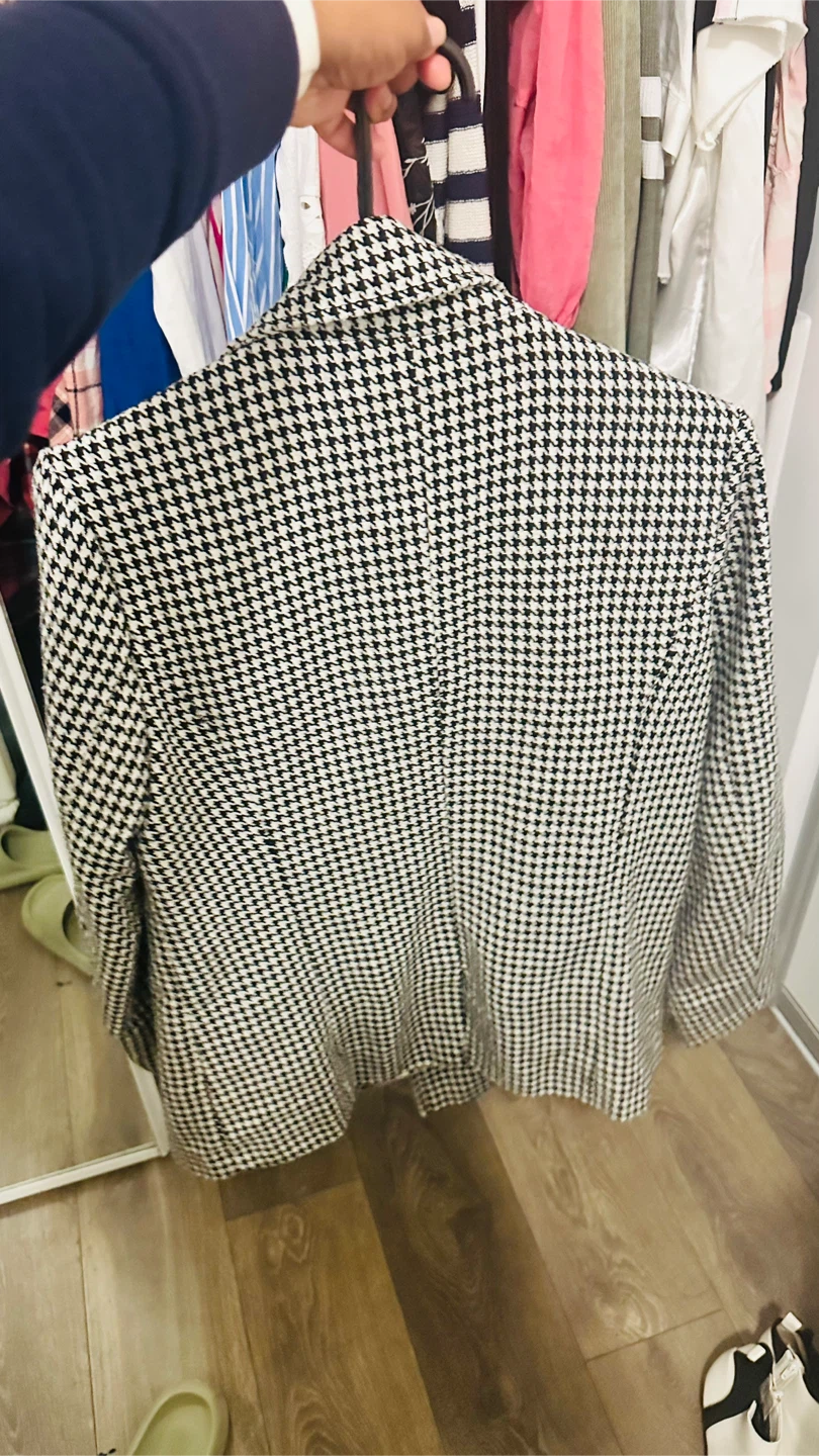 Houndstooth Double-Breasted Blazer