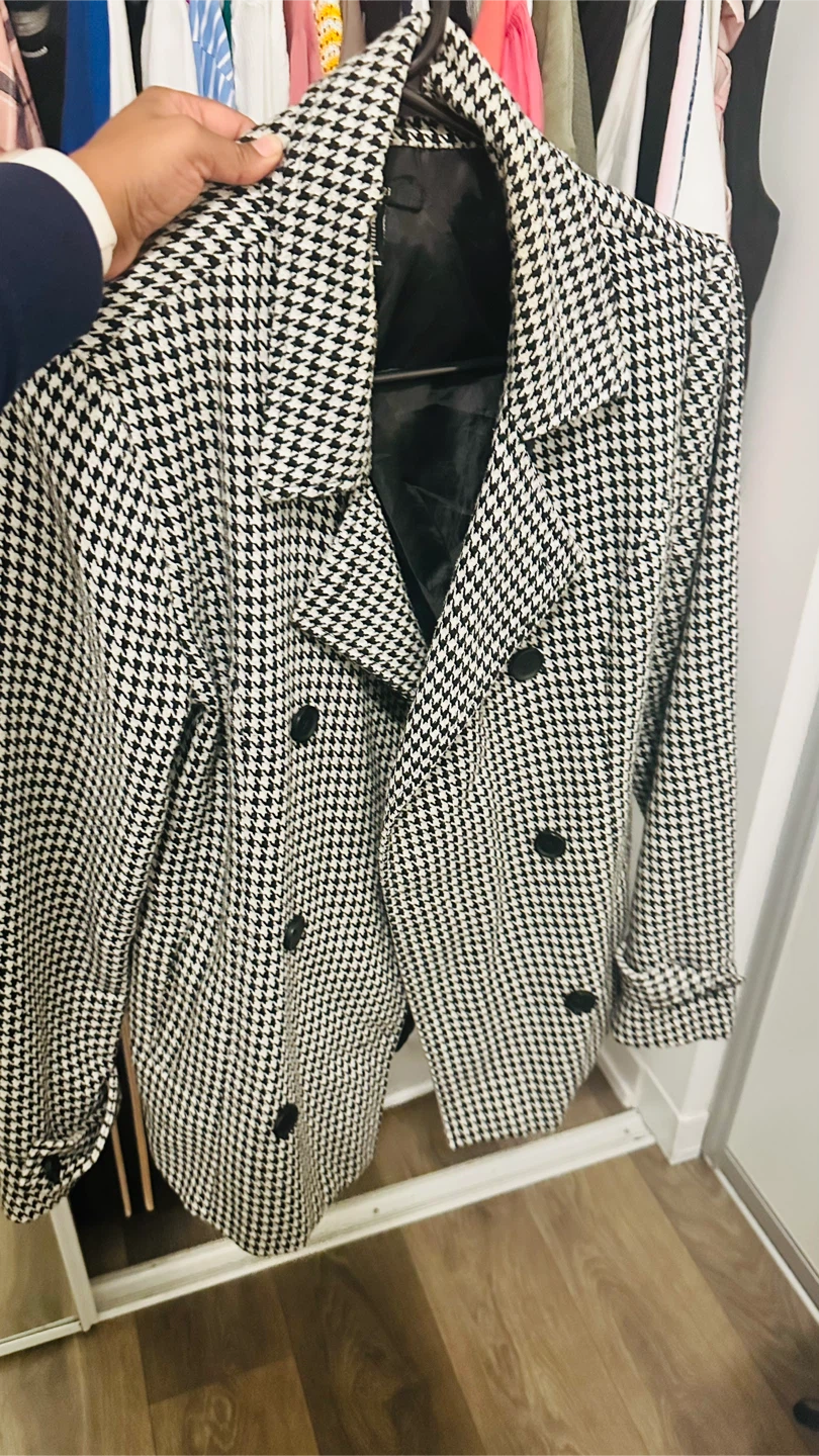 Houndstooth Double-Breasted Blazer - photo 2