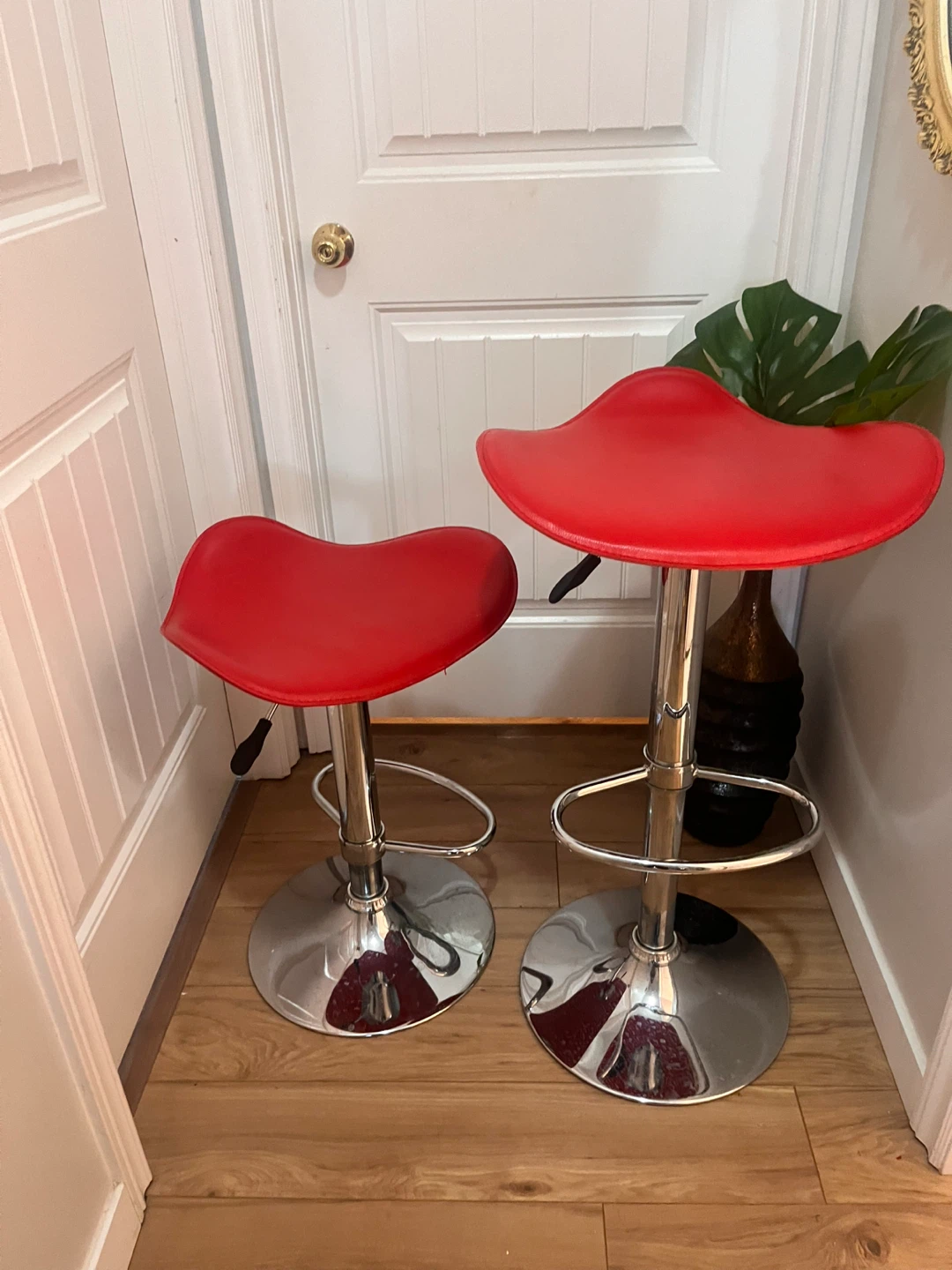 Pair Adjustable Red Swivel Stool/Barstool - photo 3